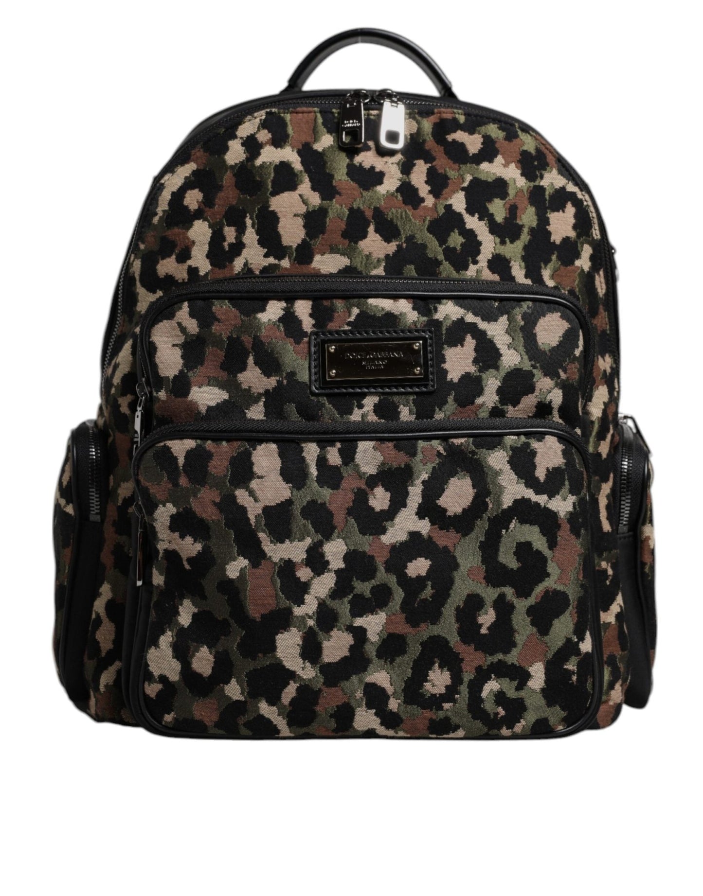 Dolce & Gabbana Multicolor Leopard Print DG Logo Plaque Men Backpack Bag - Sandy Store ByNet