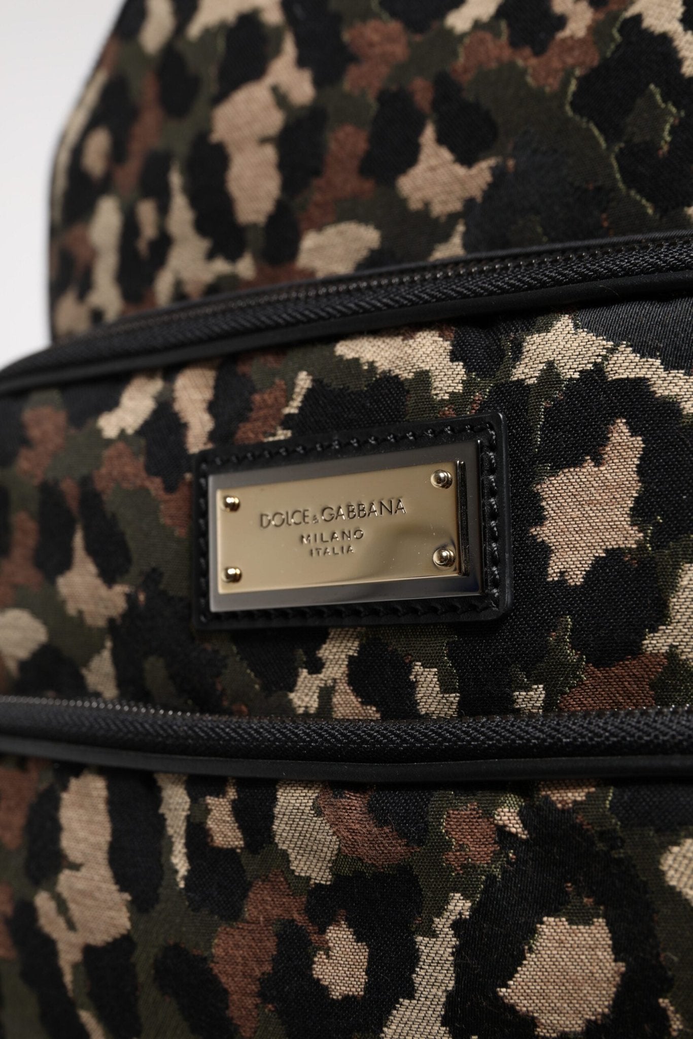 Dolce & Gabbana Multicolor Leopard Print DG Logo Plaque Men Backpack Bag - Sandy Store ByNet