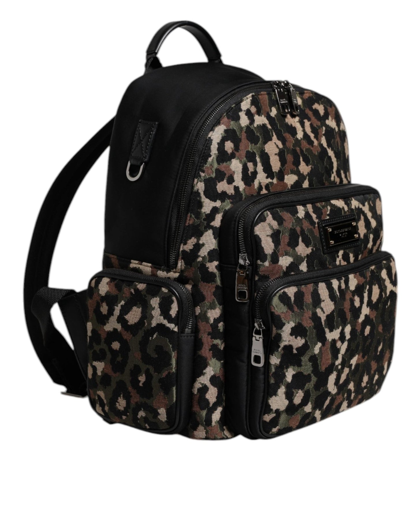 Dolce & Gabbana Multicolor Leopard Print DG Logo Plaque Men Backpack Bag - Sandy Store ByNet