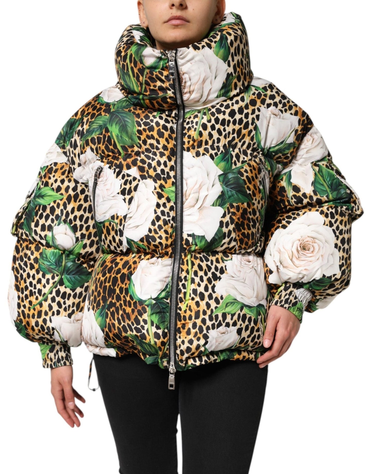 Dolce & Gabbana Multicolor Leopard Rose Puffer Quilted Jacket – IT40|S par Dolce & Gabbana | Disponible sur Sandy Store ByNet