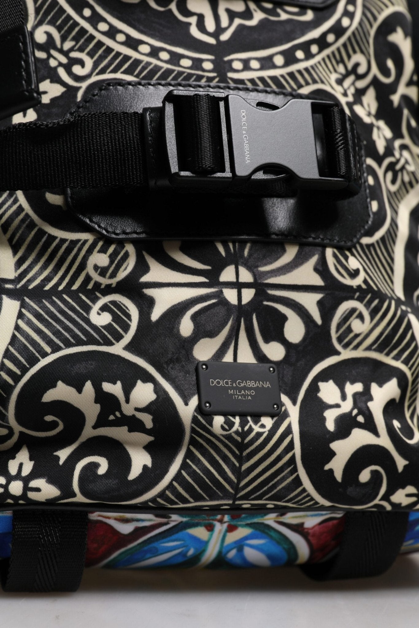 Dolce & Gabbana Multicolor Maiolica Print Nylon Backpack Bag - Sandy Store ByNet