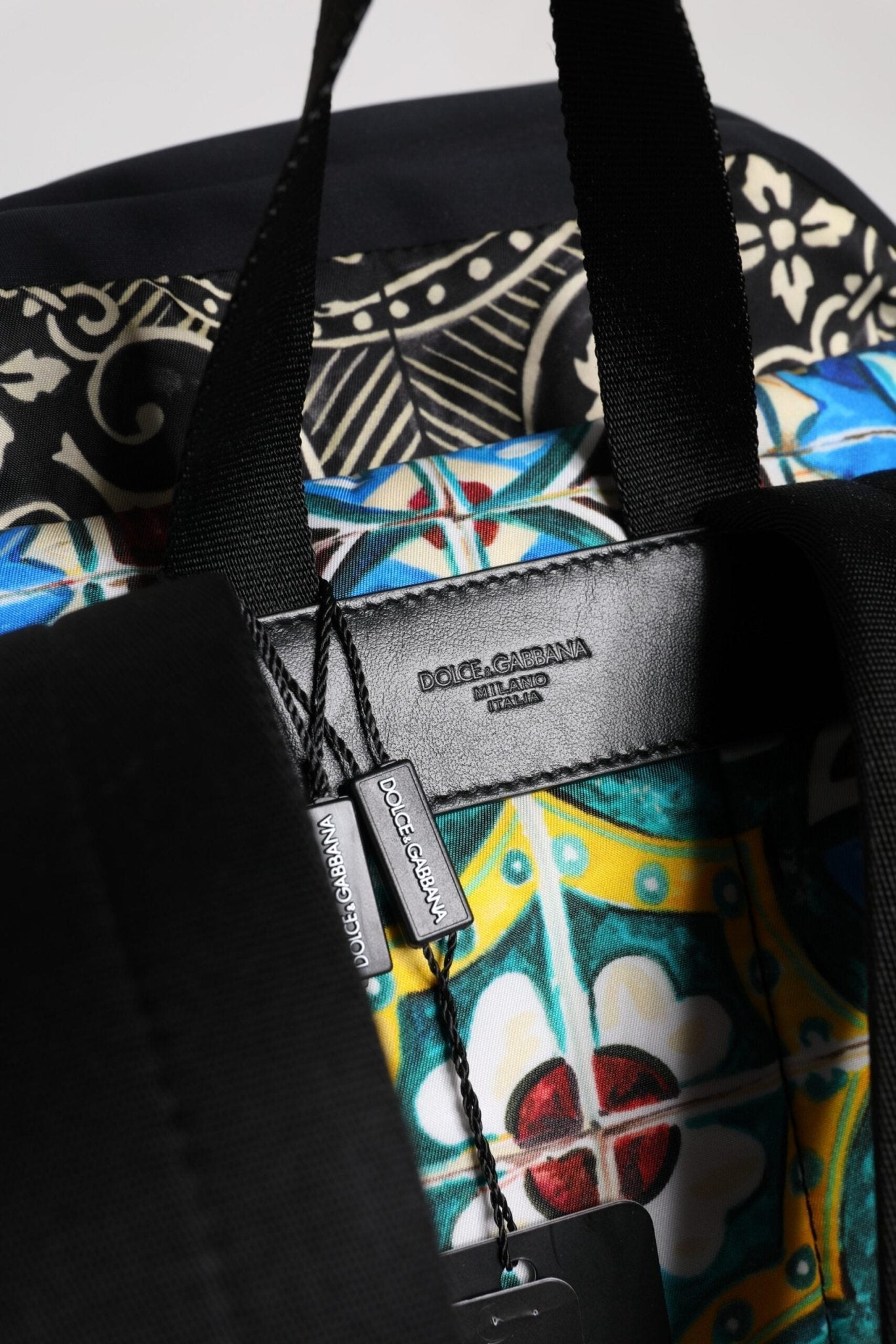 Dolce & Gabbana Multicolor Maiolica Print Nylon Backpack Bag - Sandy Store ByNet