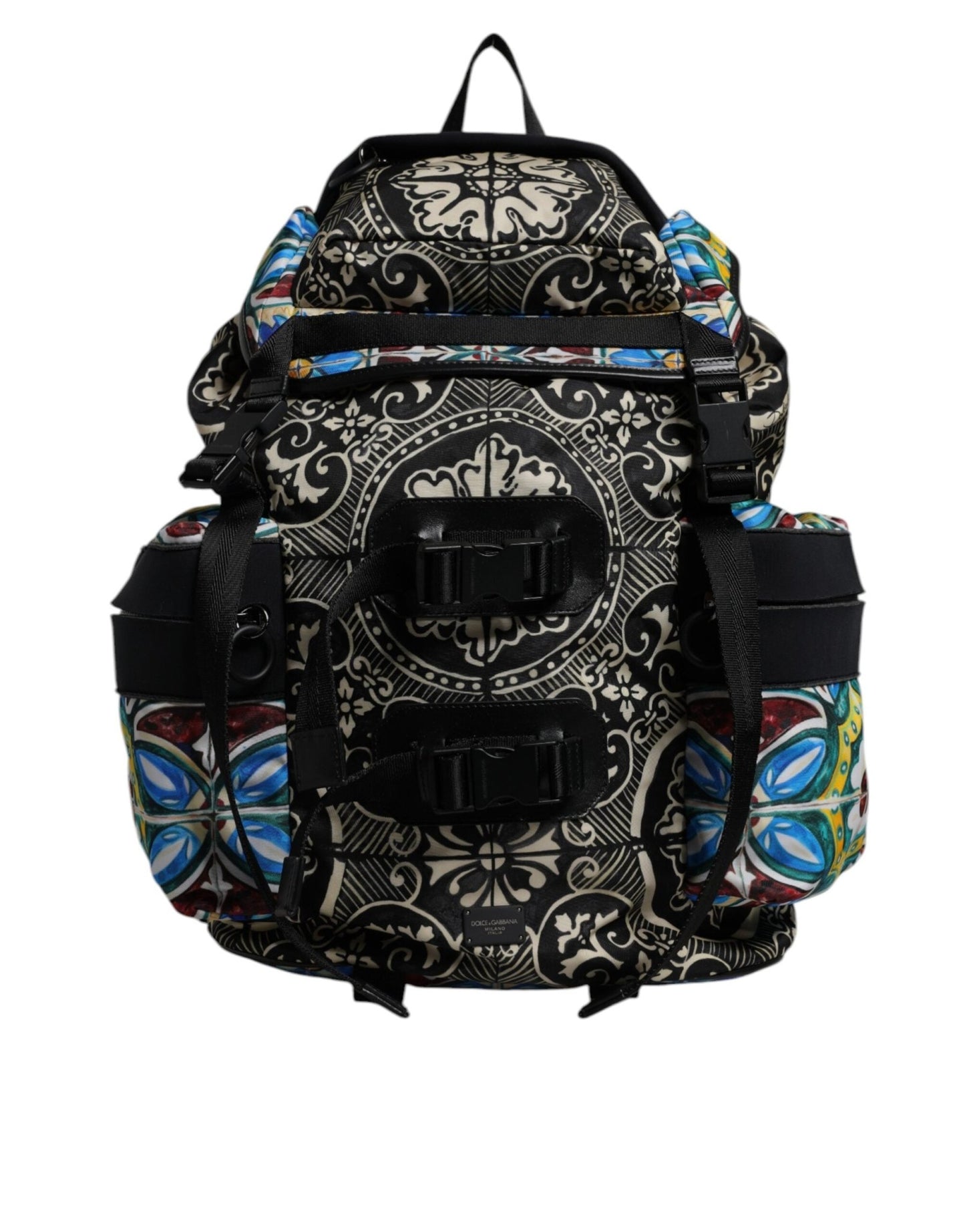 Dolce & Gabbana Multicolor Maiolica Print Nylon Backpack Bag - Sandy Store ByNet
