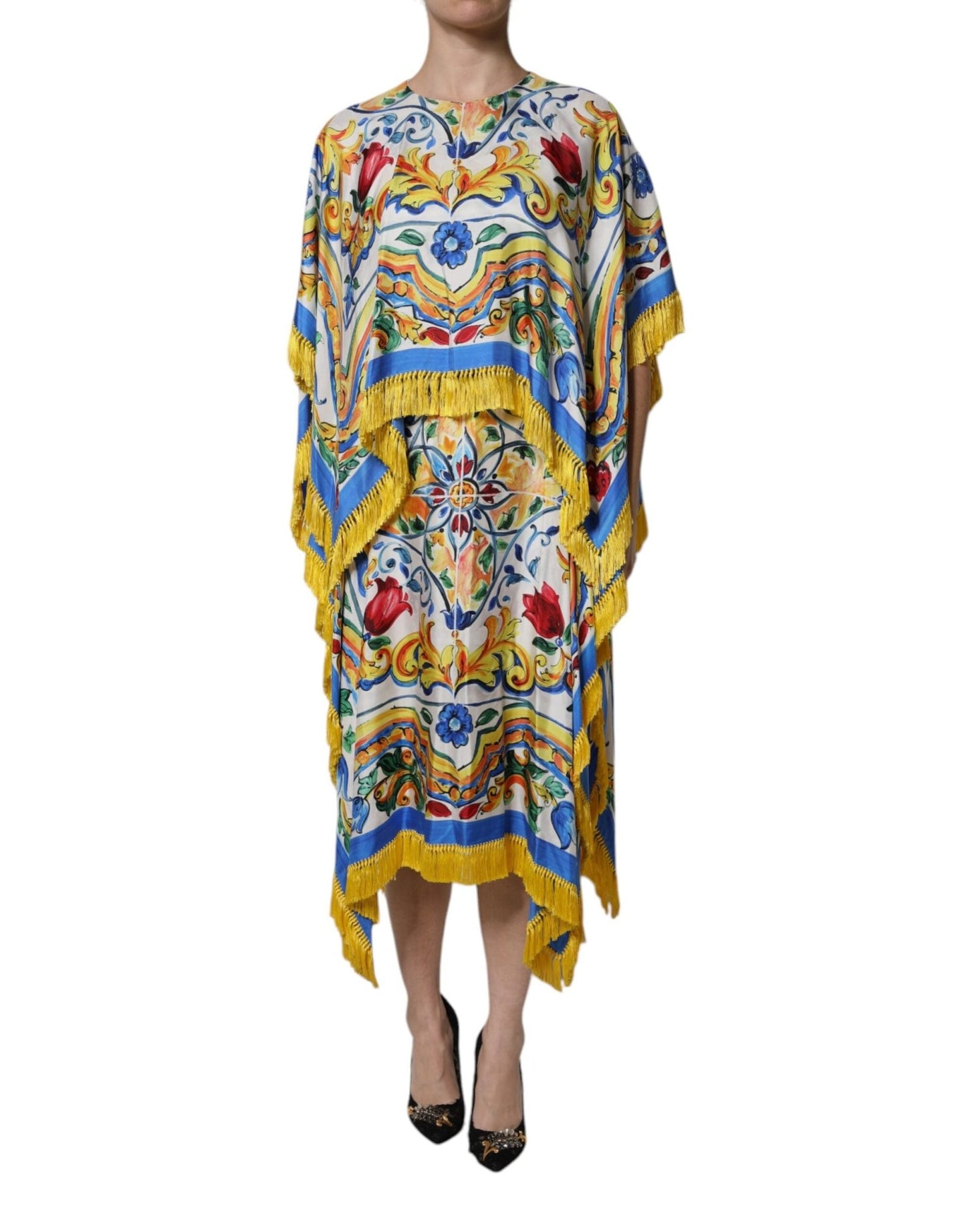 Dolce & Gabbana Multicolor Majolica Kaftan Short Sleeves Maxi Dress – IT36|XXS par Dolce & Gabbana | Disponible sur Sandy Store ByNet