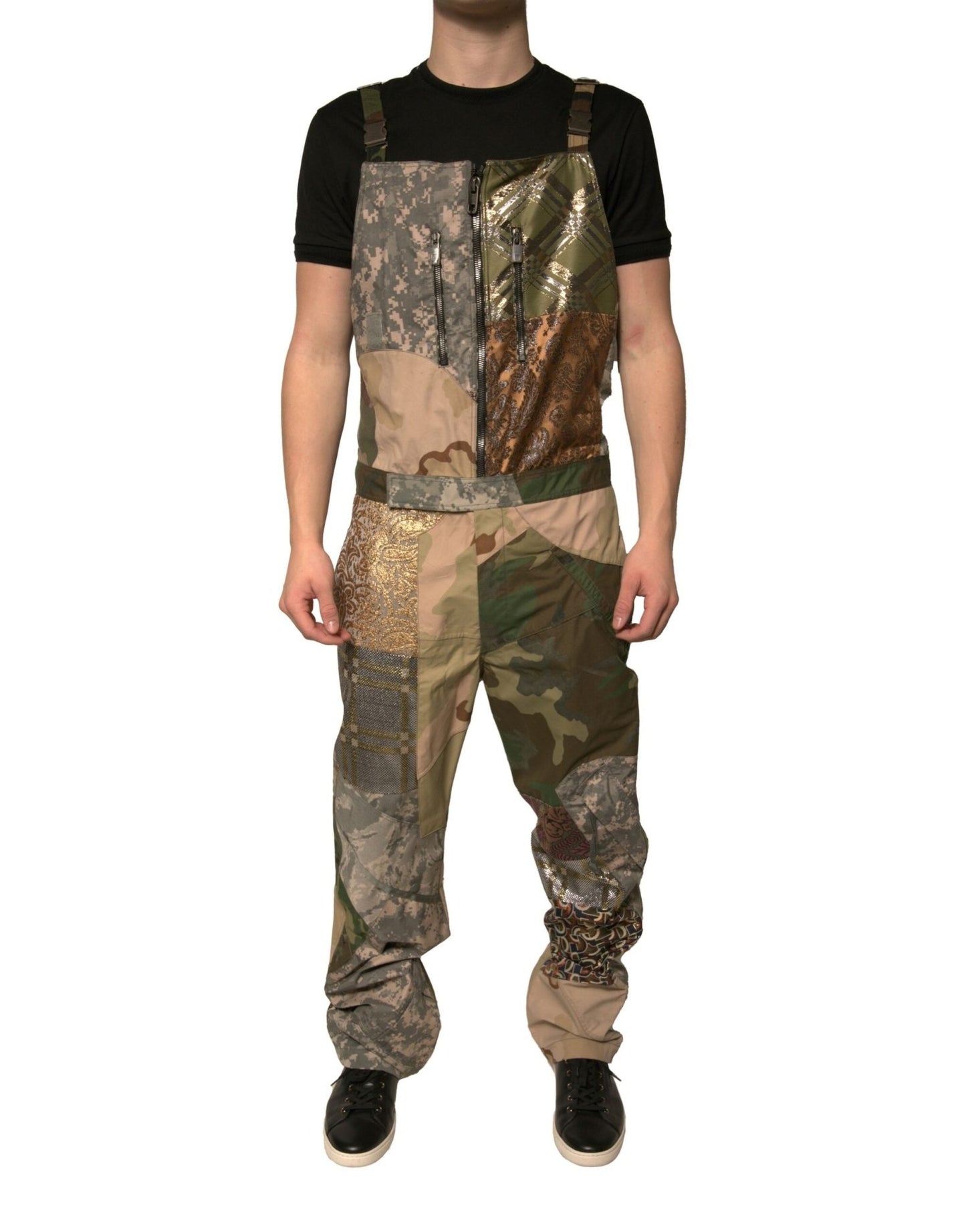Dolce & Gabbana Multicolor Patchwork Camouflage Overall Pants – IT52 | XL par Dolce & Gabbana | Disponible sur Sandy Store ByNet