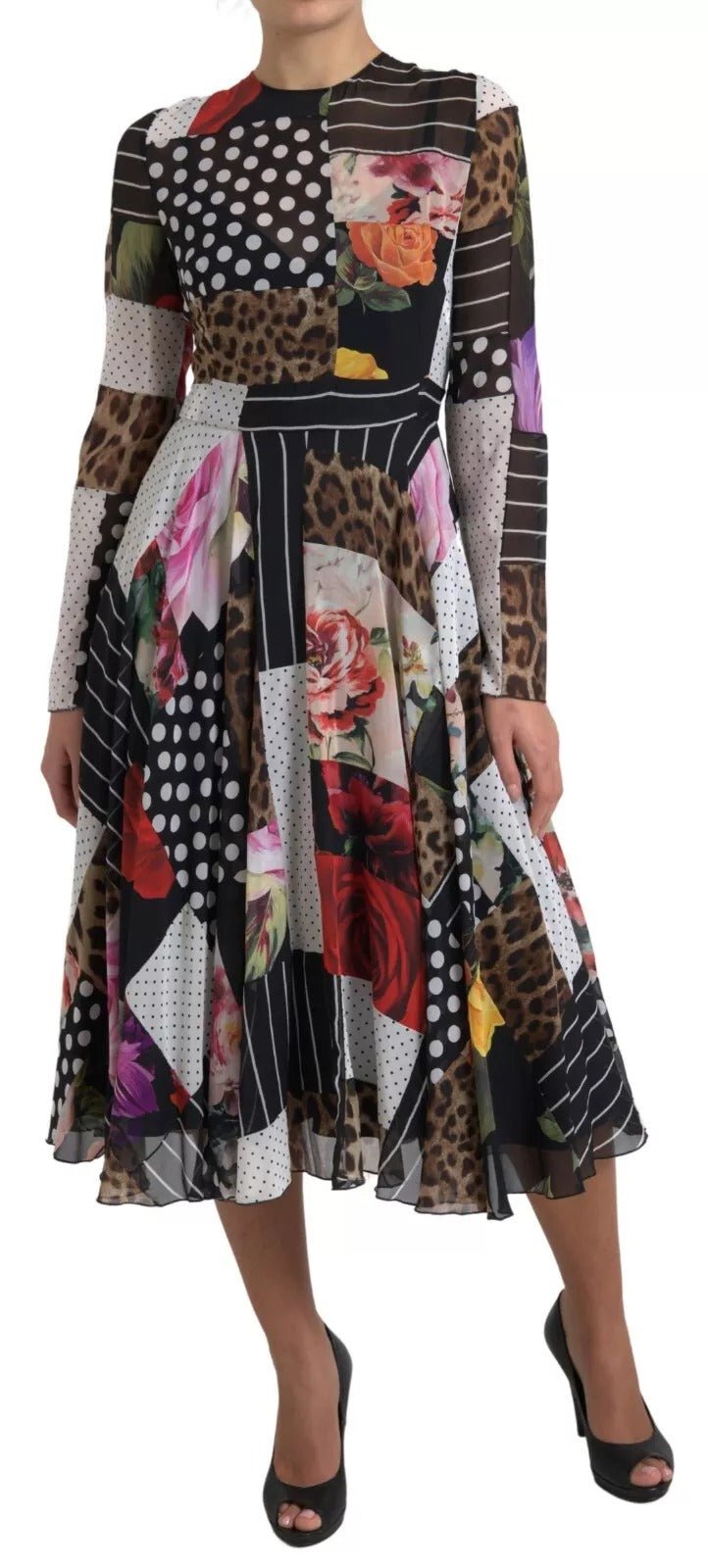 Dolce & Gabbana Multicolor Patchwork Floral Leopard Dress – IT46|XL par Dolce & Gabbana | Disponible sur Sandy Store ByNet