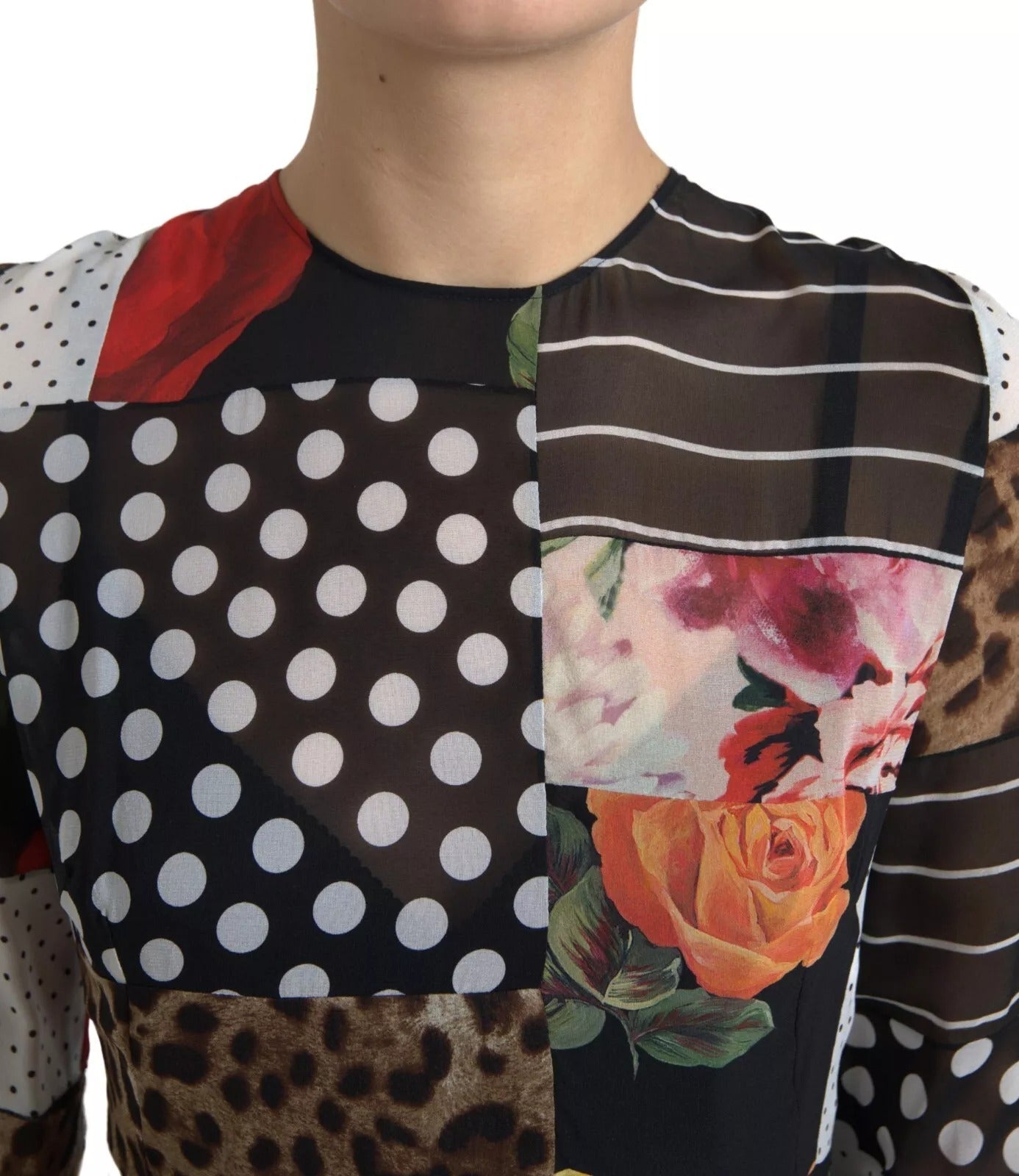 Dolce & Gabbana Multicolor Patchwork Floral Leopard Dress – IT46|XL par Dolce & Gabbana | Disponible sur Sandy Store ByNet