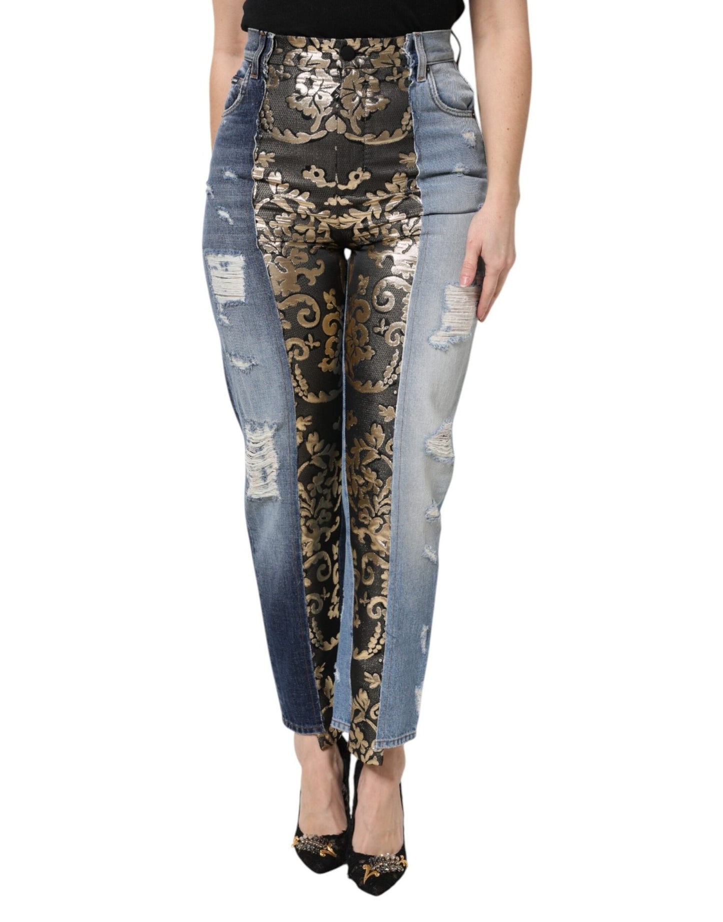 Dolce & Gabbana Multicolor Patchwork High Waist Denim Jeans – IT36|XXS par Dolce & Gabbana | Disponible sur Sandy Store ByNet