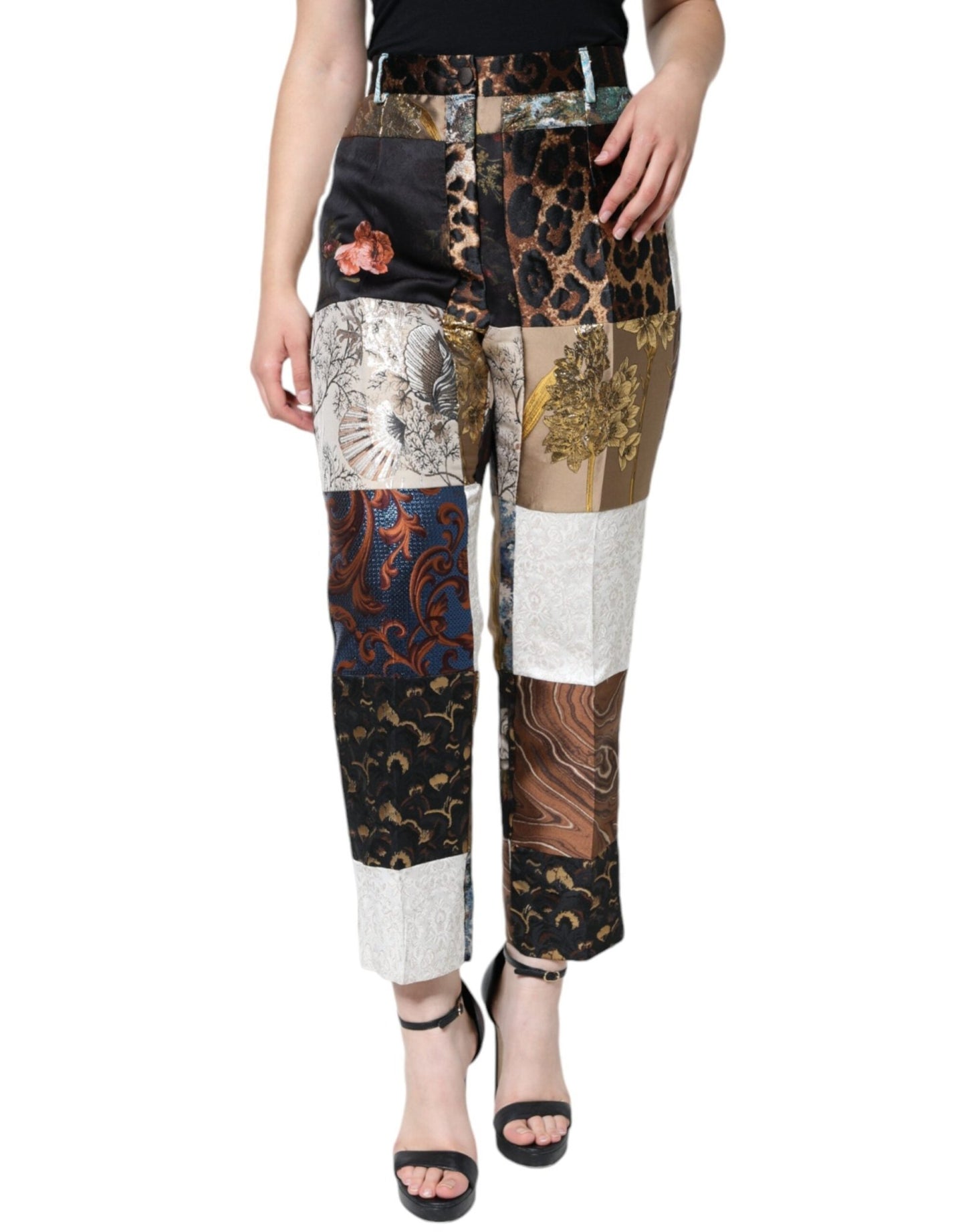 Dolce & Gabbana Multicolor Patchwork Jacquard High Waist Pants – IT46|XL par Dolce & Gabbana | Disponible sur Sandy Store ByNet