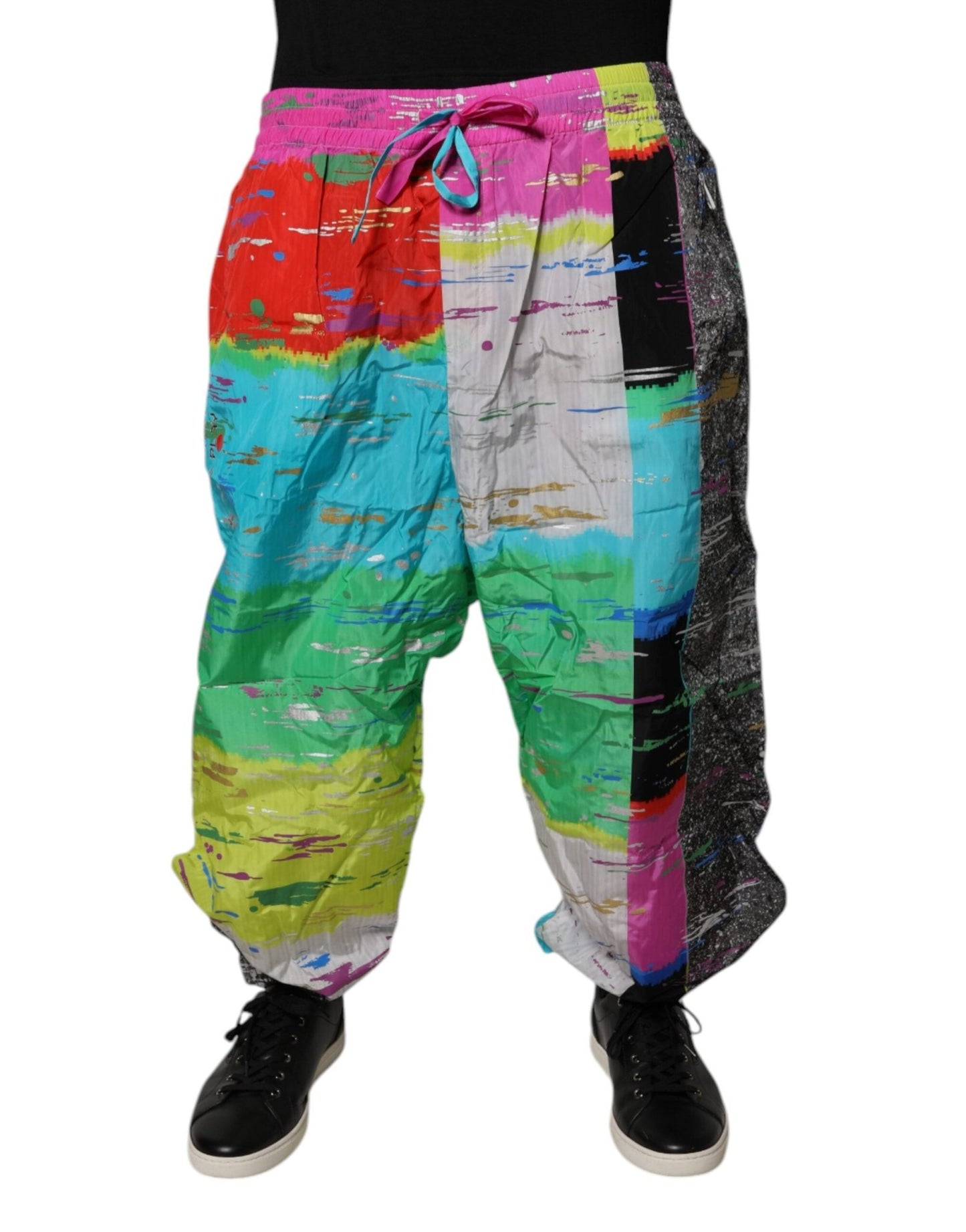 Dolce & Gabbana Multicolor Patchwork Mid Waist Sweatpants Pants – IT60 | 3XL par Dolce & Gabbana | Disponible sur Sandy Store ByNet