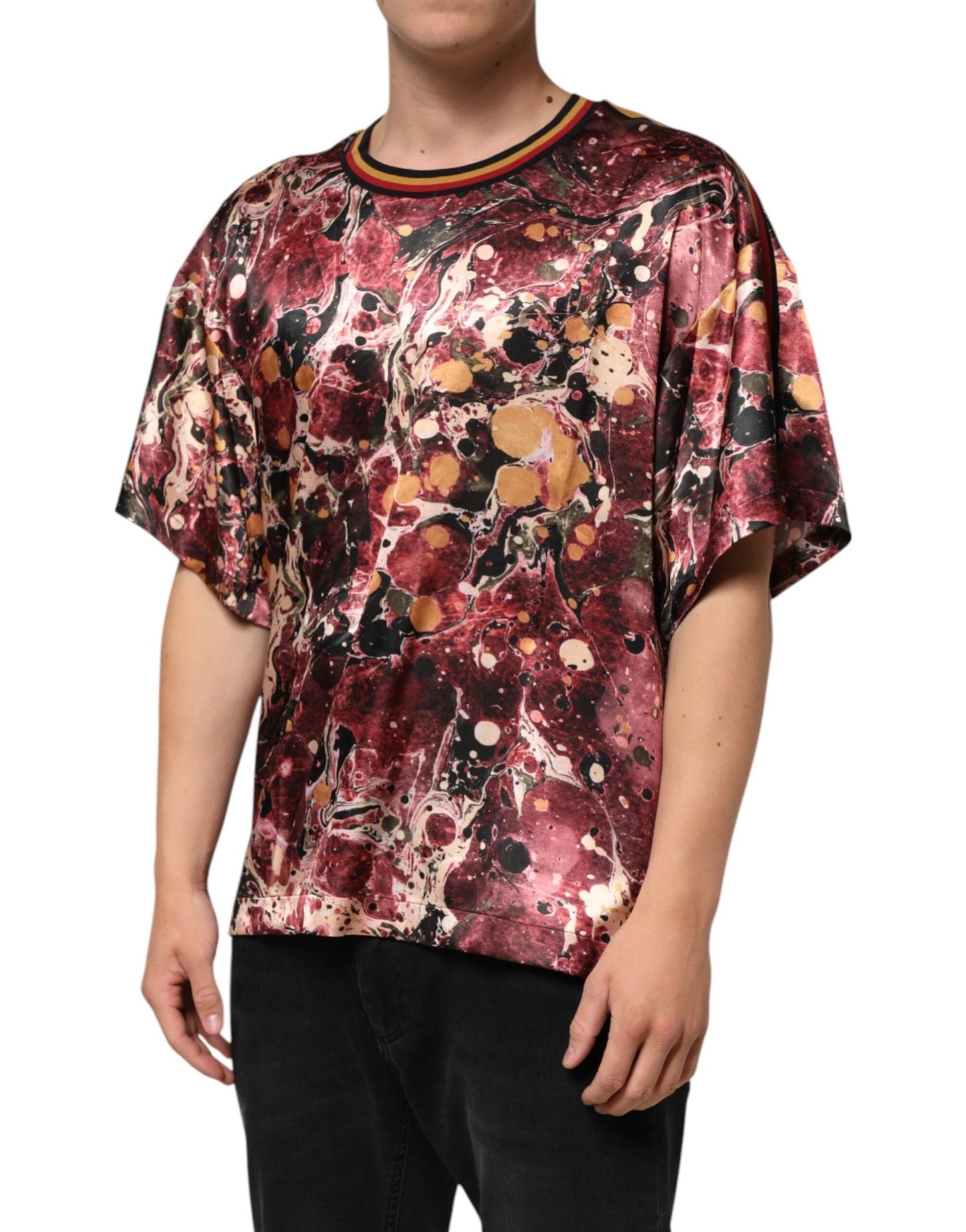 Dolce & Gabbana Multicolor Polyester Marble Print Oversize T-shirt – S par Dolce & Gabbana | Disponible sur Sandy Store ByNet
