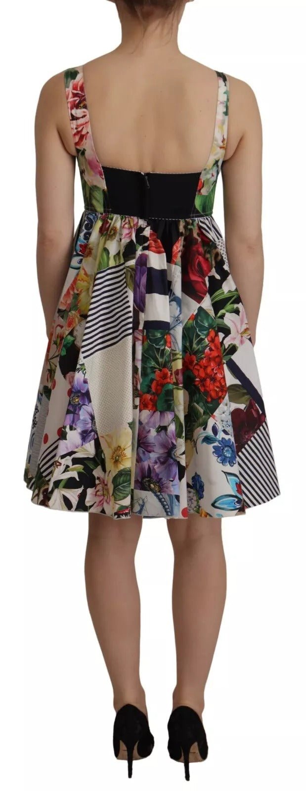 Dolce & Gabbana Multicolor Poplin Floral Mini Flared Dress – IT46|XL par Dolce & Gabbana | Disponible sur Sandy Store ByNet