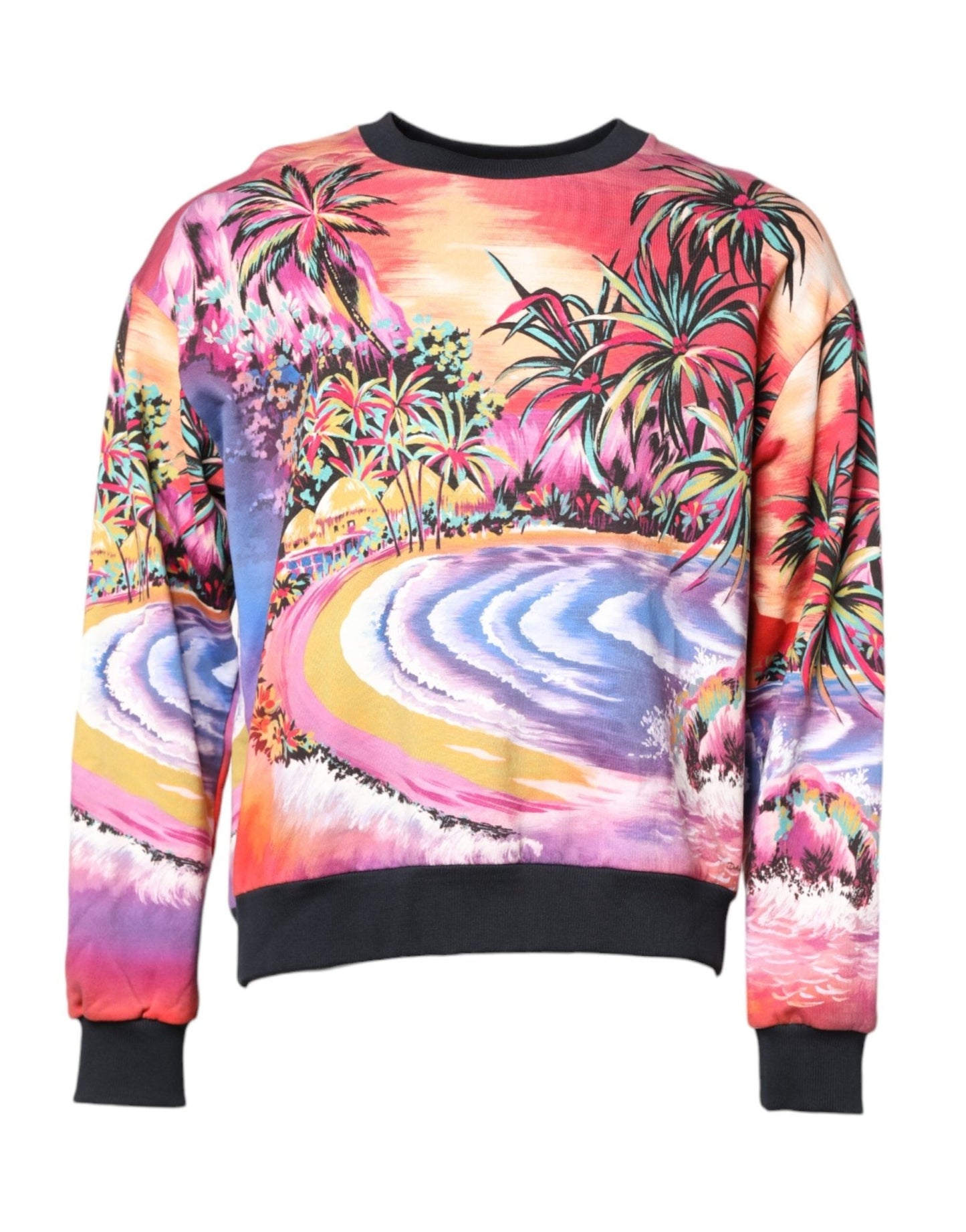 Dolce & Gabbana Multicolor Print Crew Neck Pullover Sweater – IT52 | XL par Dolce & Gabbana | Disponible sur Sandy Store ByNet