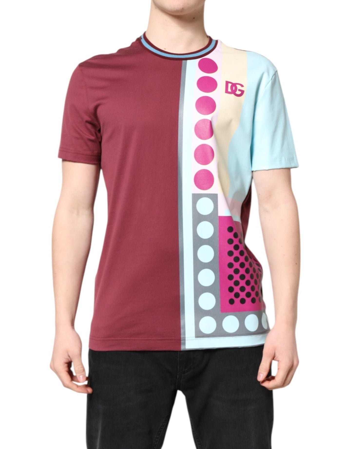 Dolce & Gabbana Multicolor Printed Logo Short Sleeve T-shirt – IT52 | XL par Dolce & Gabbana | Disponible sur Sandy Store ByNet