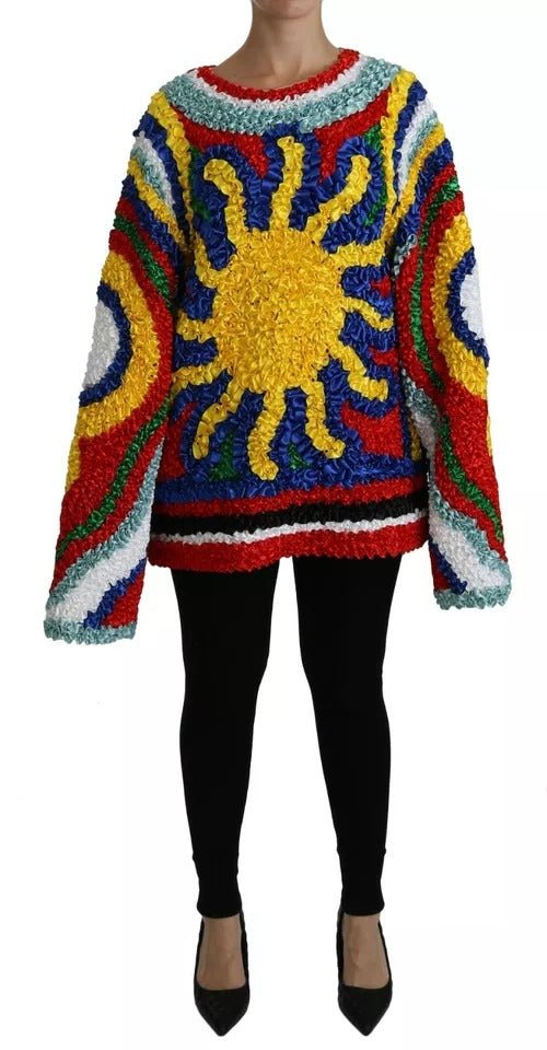 Dolce & Gabbana Multicolor Sun Ruffled Top Blouse Sweater – IT40|S par Dolce & Gabbana | Disponible sur Sandy Store ByNet