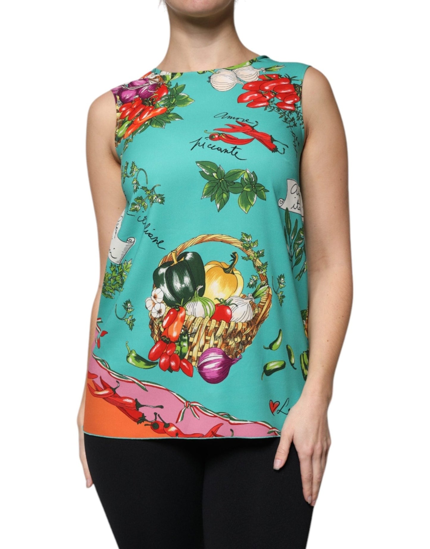 Dolce & Gabbana Multicolor Vegetables Sleeveless Tank Top – IT38 | XS par Dolce & Gabbana | Disponible sur Sandy Store ByNet