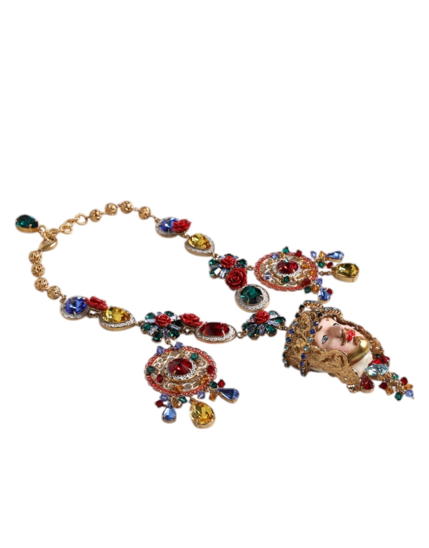 Dolce & Gabbana Multicolor Whimsical Face Charm Pendant Beaded Necklace - Sandy Store ByNet