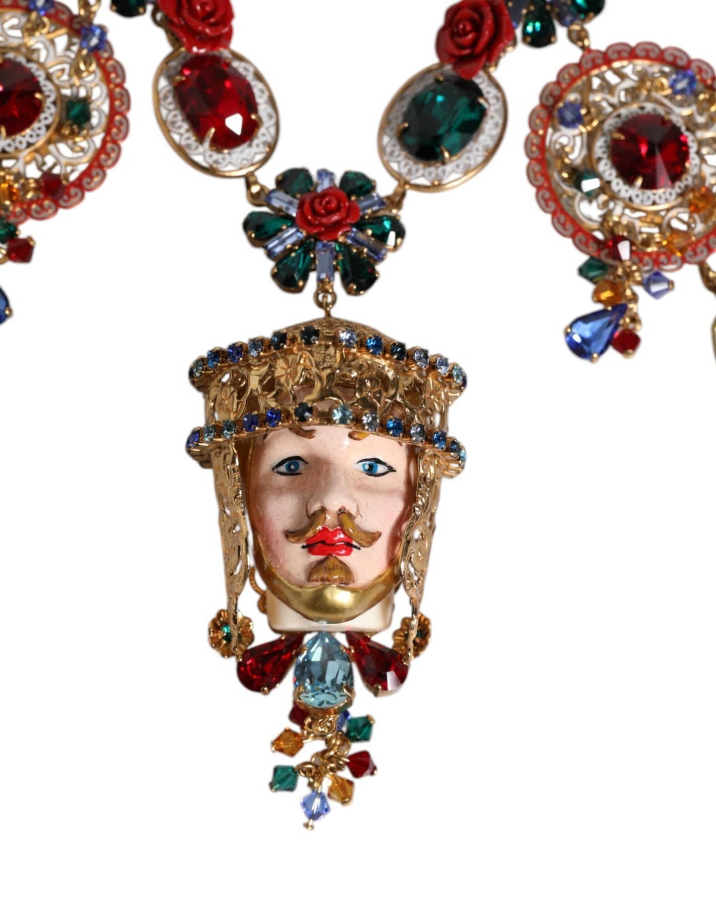 Dolce & Gabbana Multicolor Whimsical Face Charm Pendant Beaded Necklace - Sandy Store ByNet