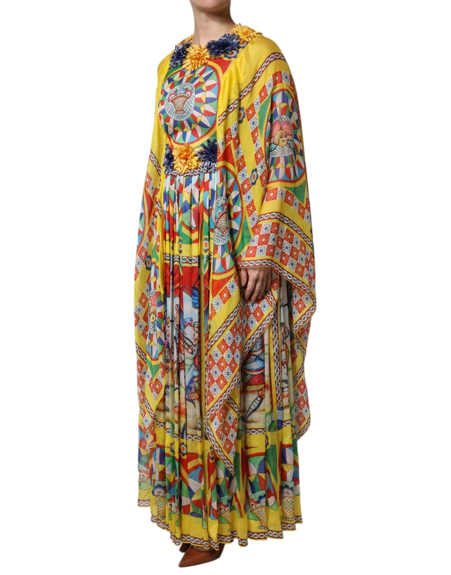 Dolce & Gabbana Multicolour Carretto Print Kaftan Twill Dress - Sandy Store ByNet
