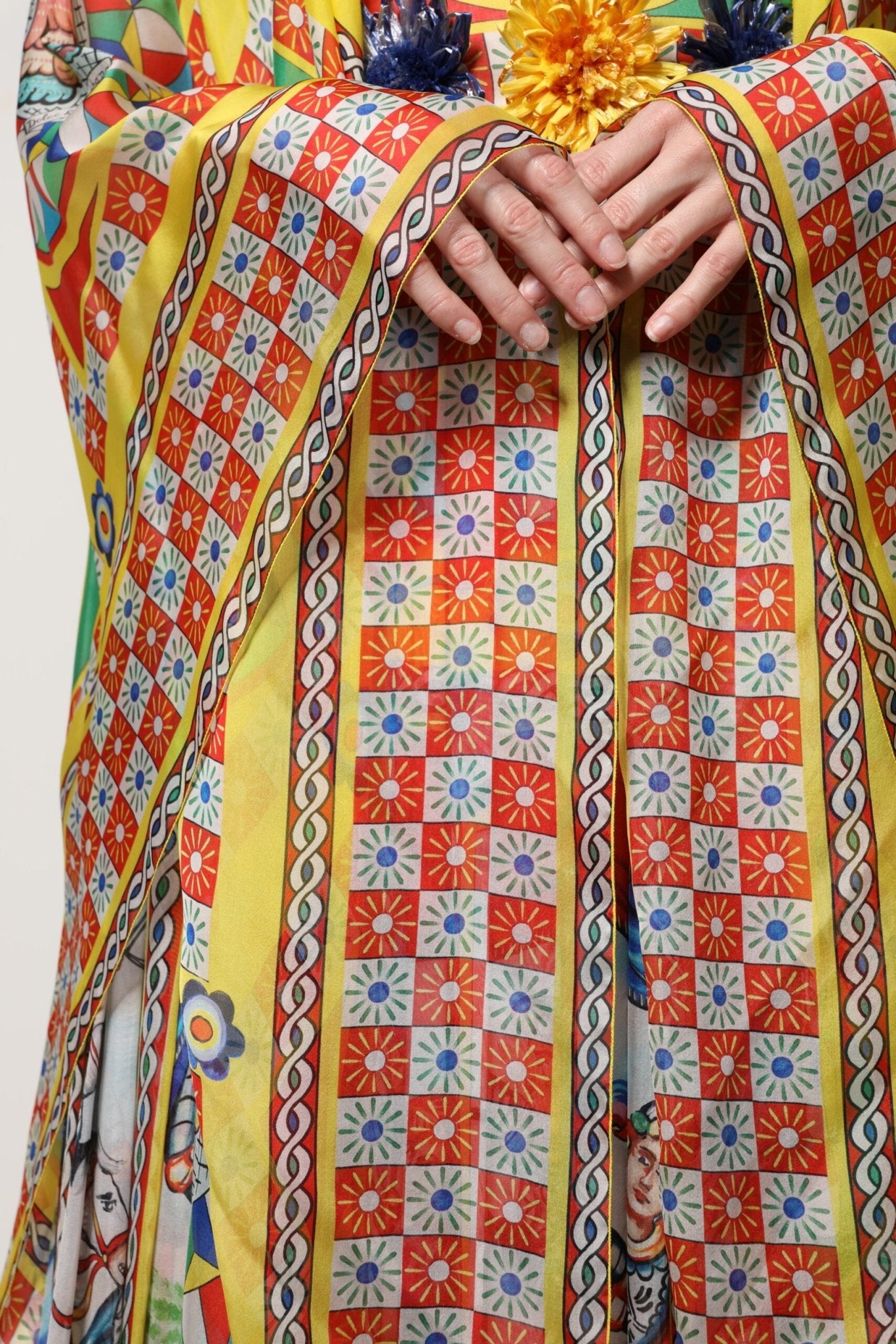 Dolce & Gabbana Multicolour Carretto Print Kaftan Twill Dress - Sandy Store ByNet