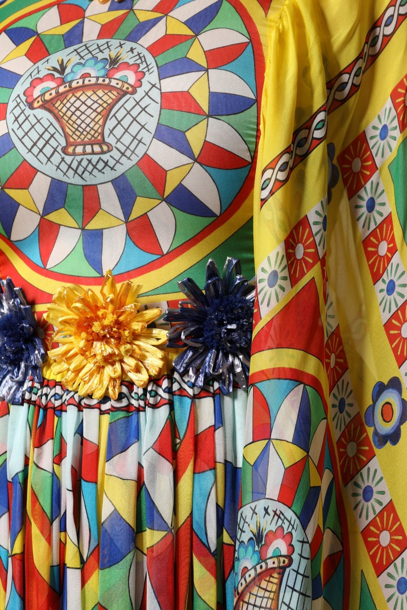 Dolce & Gabbana Multicolour Carretto Print Kaftan Twill Dress - Sandy Store ByNet