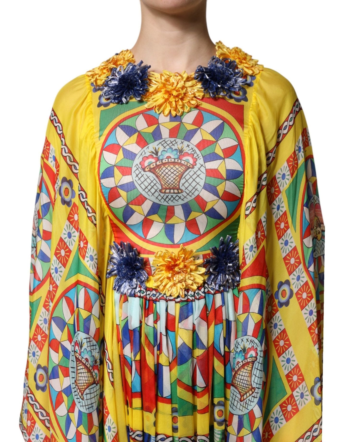 Dolce & Gabbana Multicolour Carretto Print Kaftan Twill Dress - Sandy Store ByNet