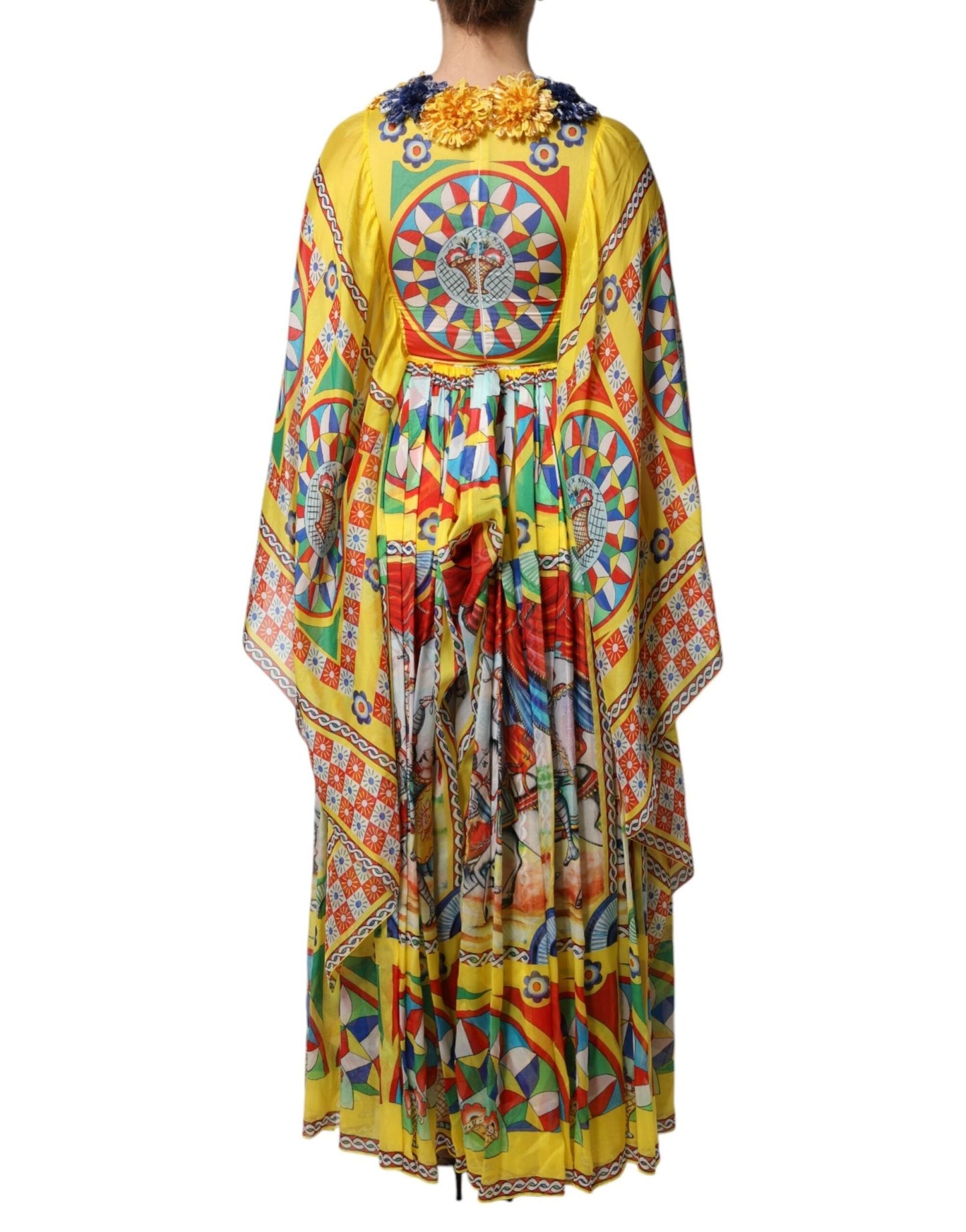 Dolce & Gabbana Multicolour Carretto Print Kaftan Twill Dress - Sandy Store ByNet