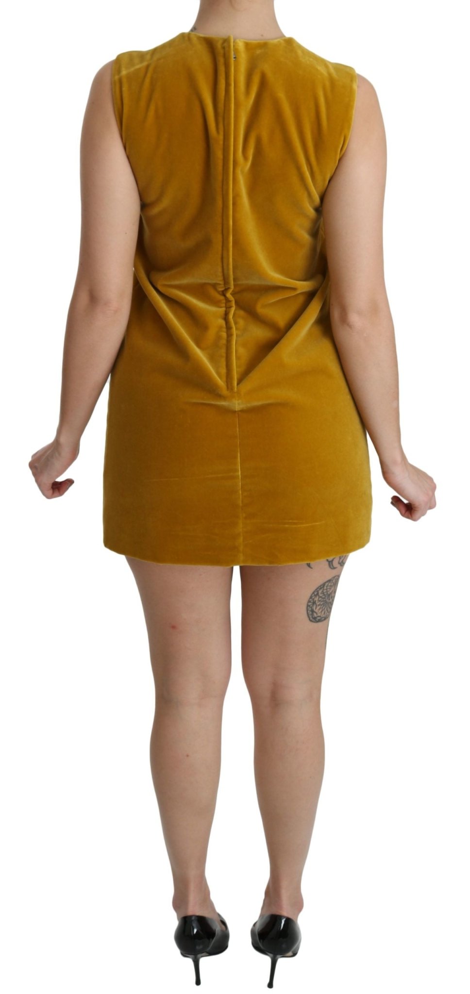 Dolce & Gabbana Mustard Velvet Shift Mini Dress - Sandy Store ByNet