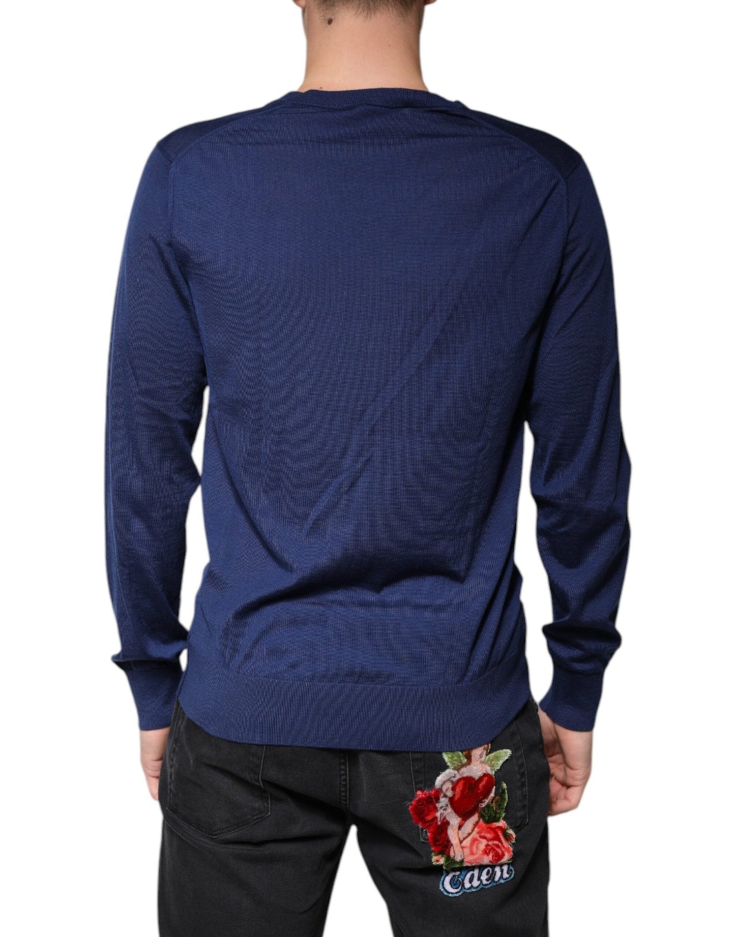 Dolce & Gabbana Navy Blue Cashmere V - neck Pullover Sweater - Sandy Store ByNet