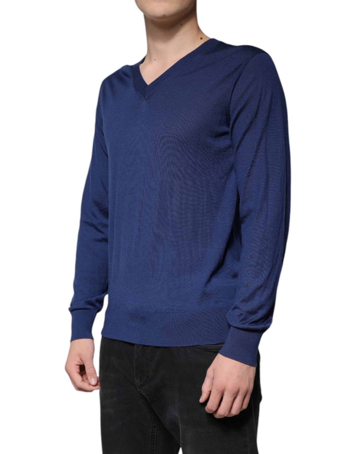 Dolce & Gabbana Navy Blue Cashmere V - neck Pullover Sweater - Sandy Store ByNet