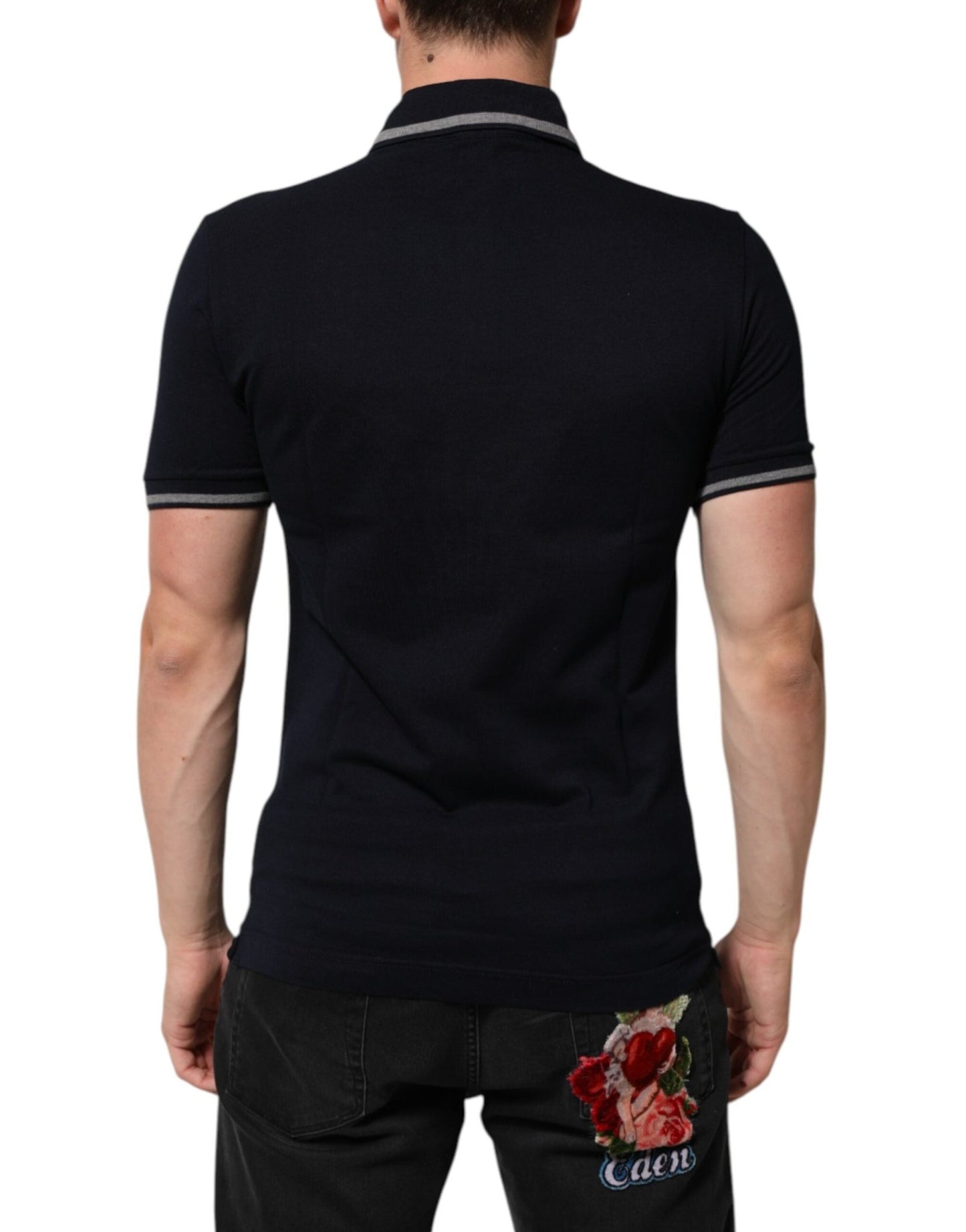 Dolce & Gabbana Navy Blue Cotton Crown Crest Logo Men T-Shirt – IT44 | XS par Dolce & Gabbana | Disponible sur Sandy Store ByNet