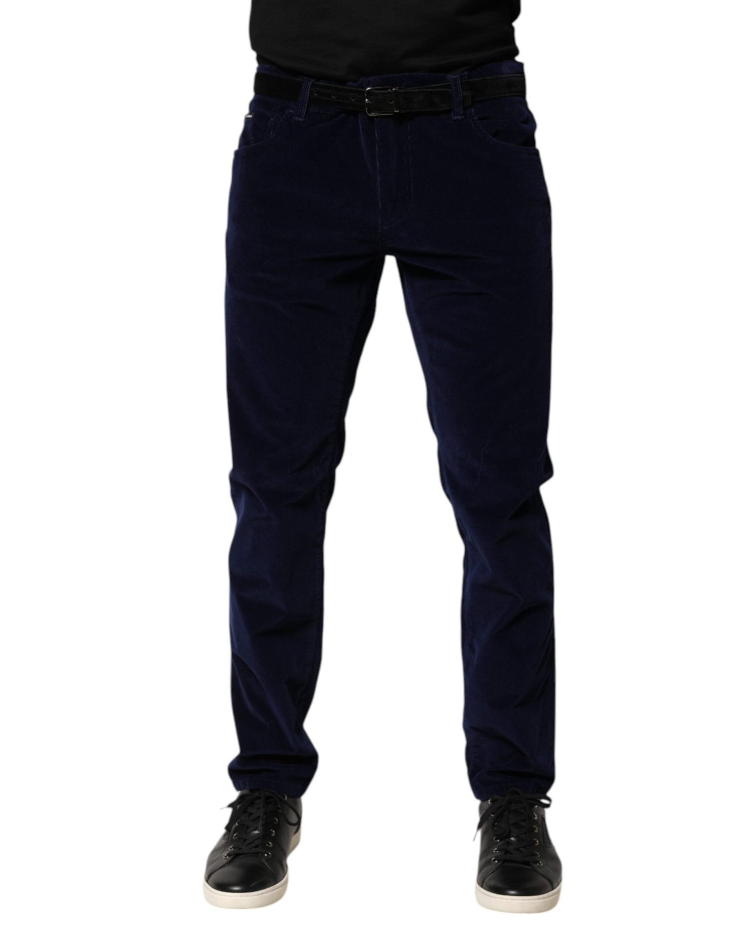 Dolce & Gabbana Navy Blue Cotton Tapered Formal Trouser Pants – IT54 | XL par Dolce & Gabbana | Disponible sur Sandy Store ByNet