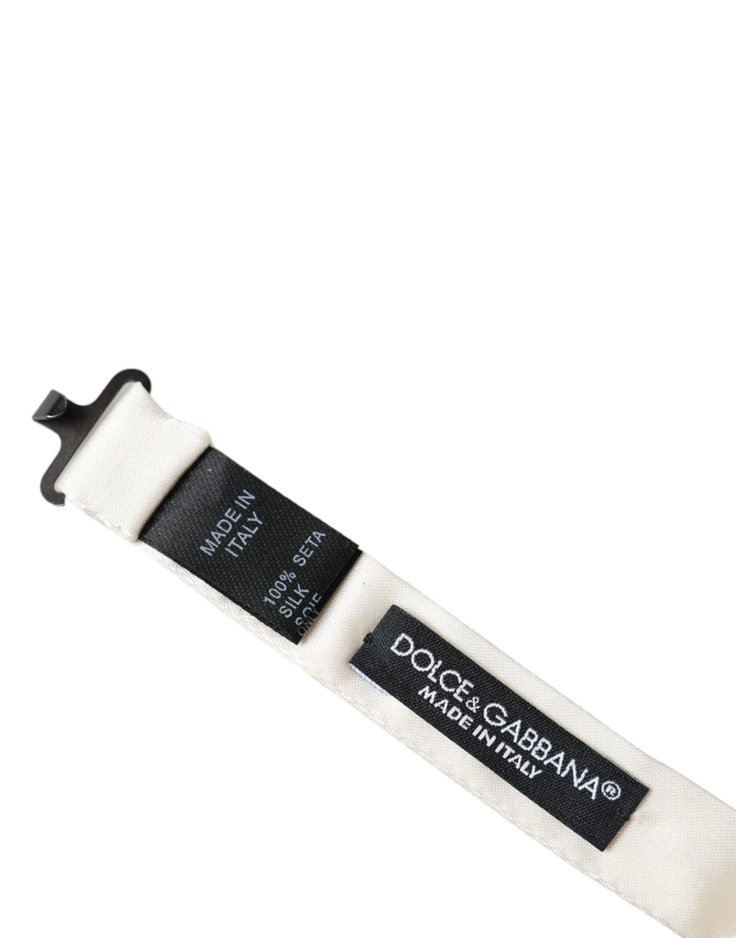 Dolce & Gabbana Off White Silk Adjustable Neck Men Bow Tie – par Dolce & Gabbana | Disponible sur Sandy Store ByNet