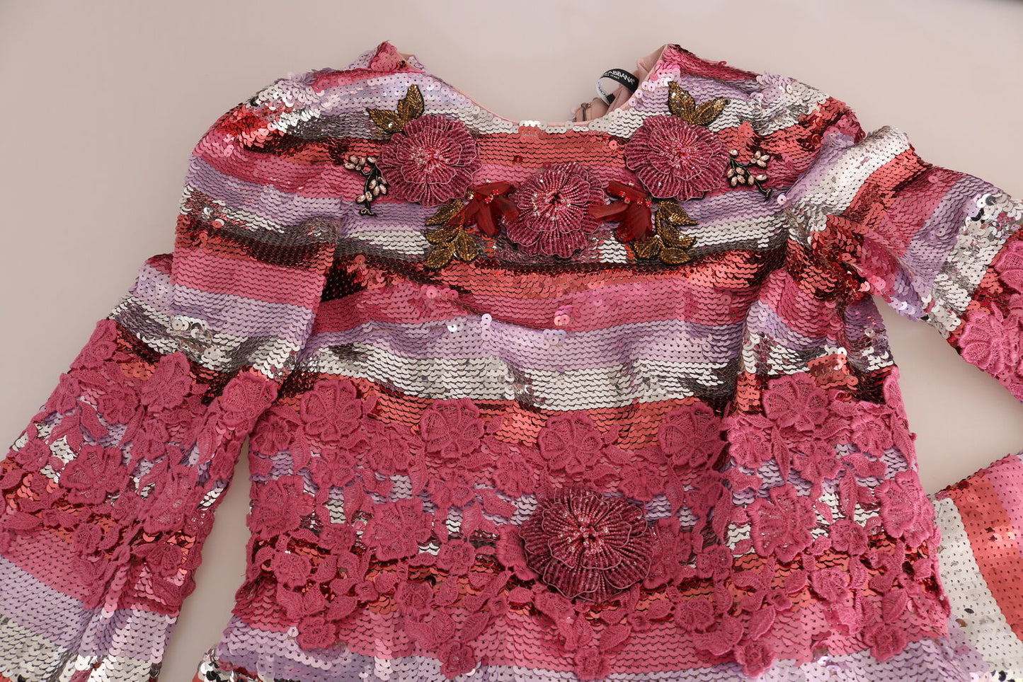 Dolce & Gabbana Opulent Pink Sequined Floor - Length Dress - Sandy Store ByNet