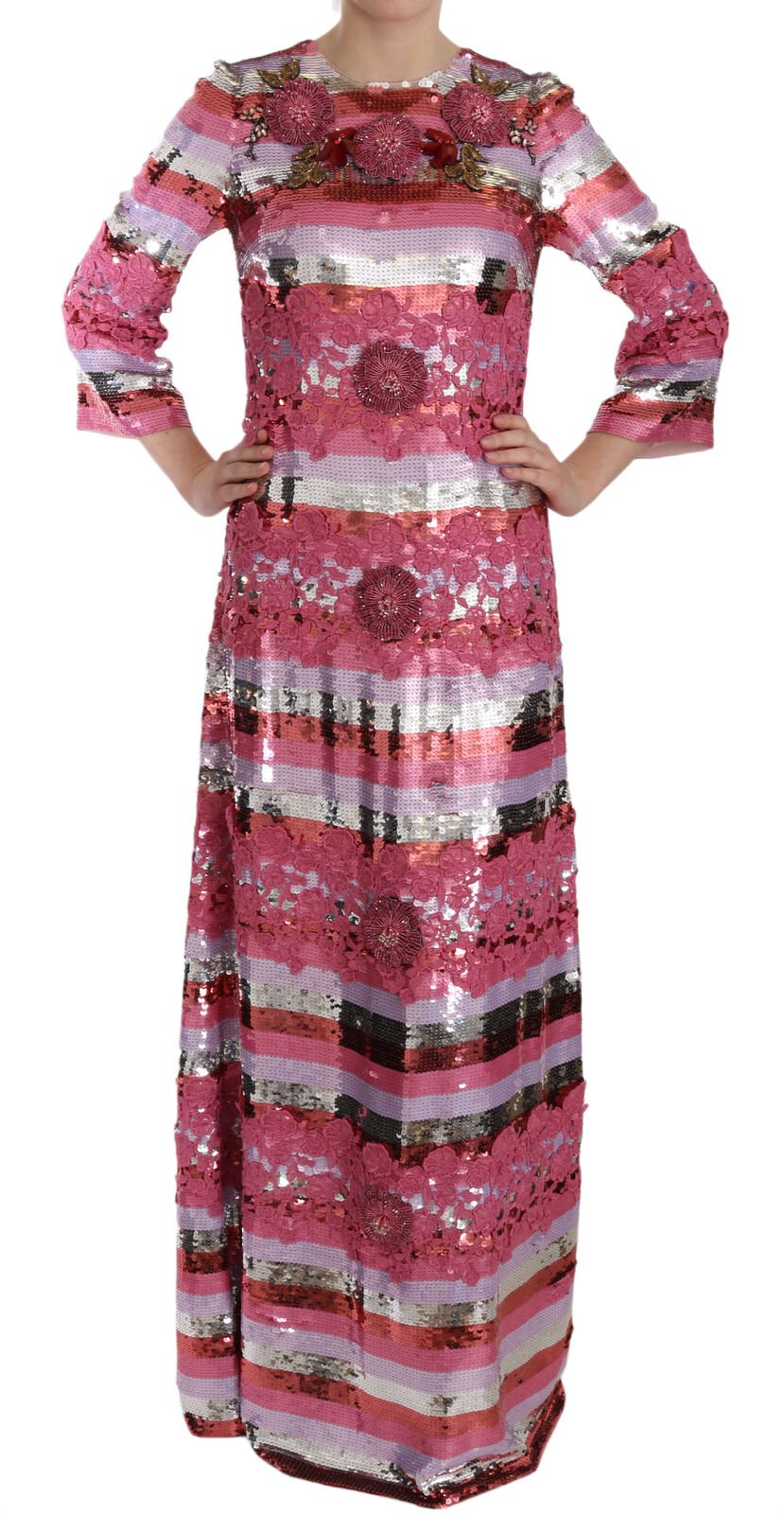 Dolce & Gabbana Opulent Pink Sequined Floor - Length Dress - Sandy Store ByNet