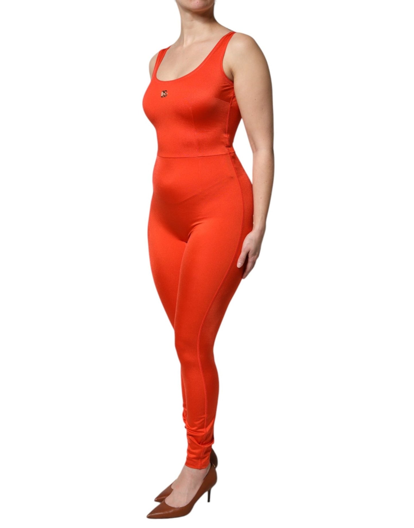 Dolce & Gabbana Orange Sleeveless Bodycon Jumpsuit Dress - Sandy Store ByNet