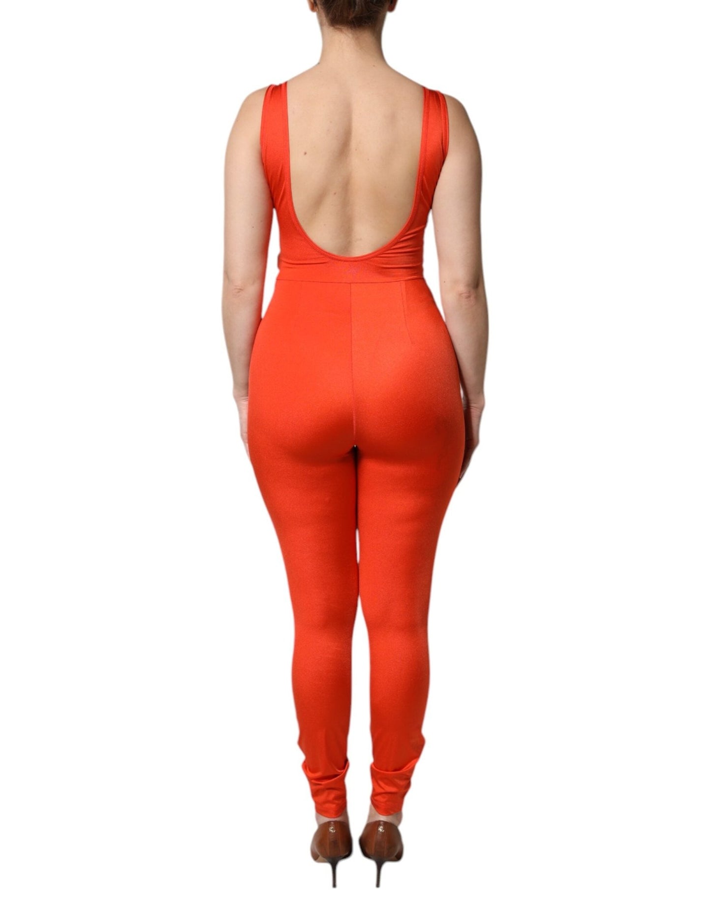 Dolce & Gabbana Orange Sleeveless Bodycon Jumpsuit Dress - Sandy Store ByNet