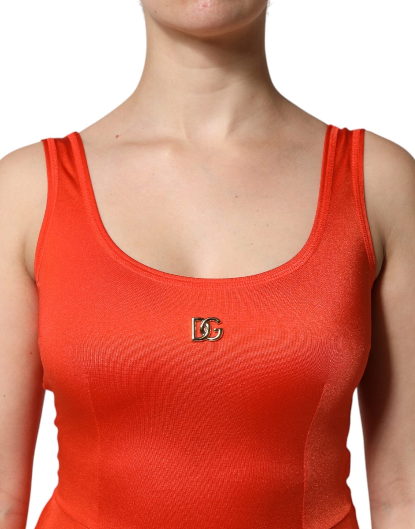 Dolce & Gabbana Orange Sleeveless Bodycon Jumpsuit Dress - Sandy Store ByNet