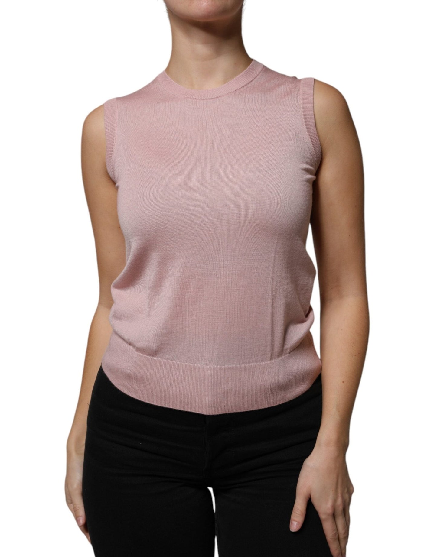 Dolce & Gabbana Pink Cashmere Knitted Sleeveless Tank Top – IT38 | XS par Dolce & Gabbana | Disponible sur Sandy Store ByNet