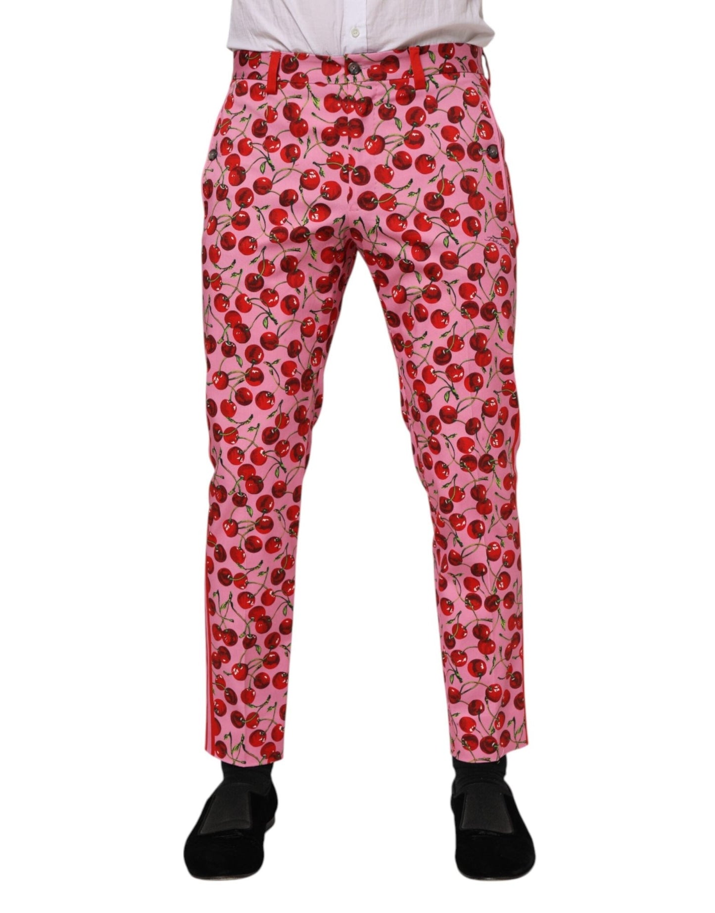 Dolce & Gabbana Pink Cherry Print Cotton Dress Pants – IT48 | M par Dolce & Gabbana | Disponible sur Sandy Store ByNet