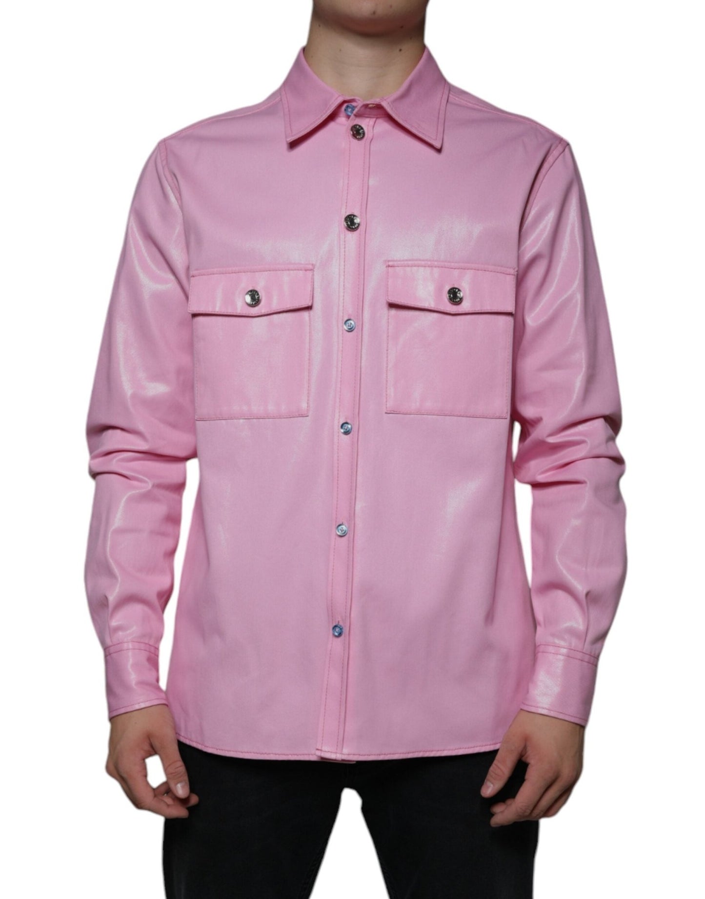 Dolce & Gabbana Pink Cotton Collared Button Down Shirt – IT40 | M par Dolce & Gabbana | Disponible sur Sandy Store ByNet