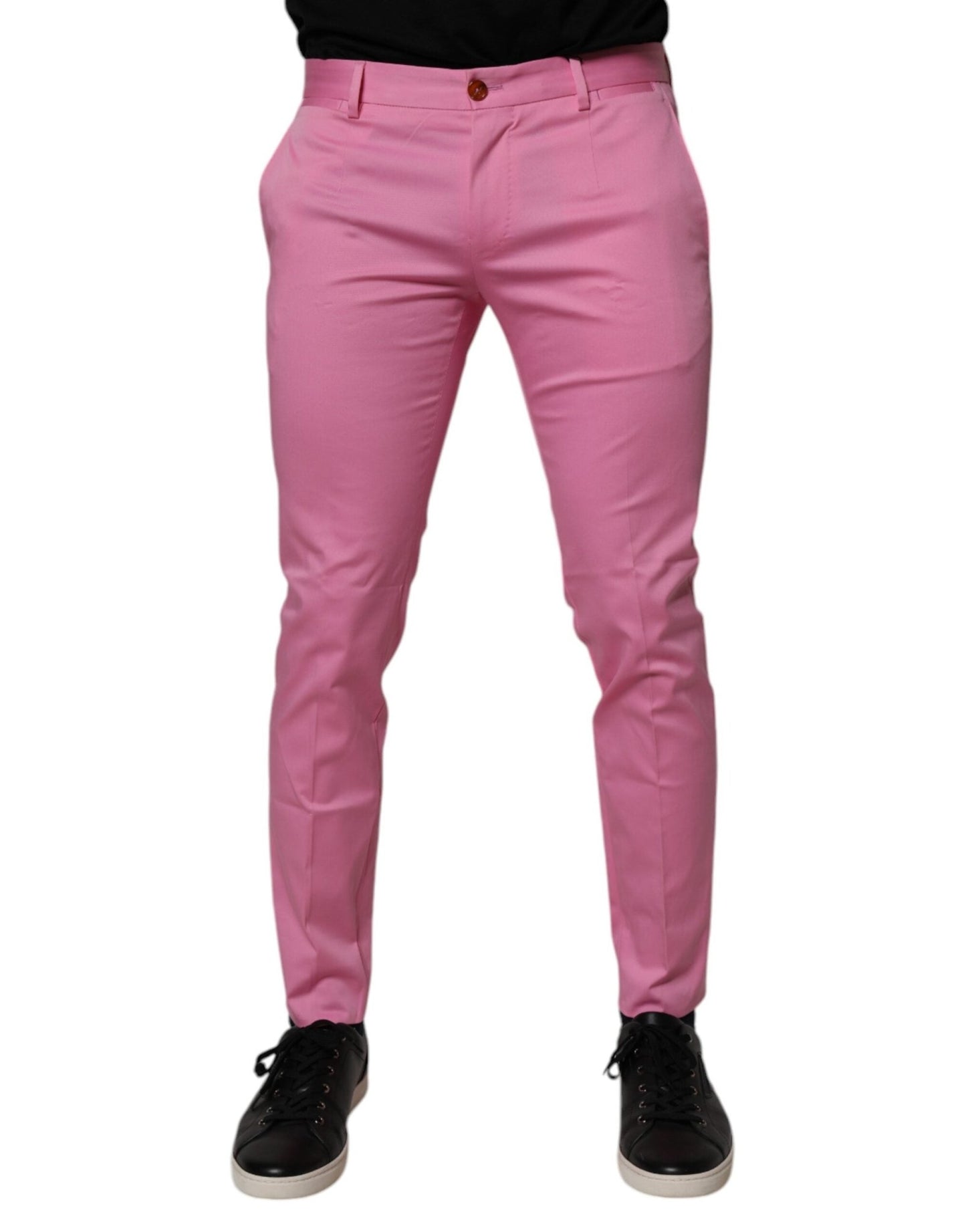 Dolce & Gabbana Pink Cotton Slim Fit Men Dress Formal Pants – IT48 | M par Dolce & Gabbana | Disponible sur Sandy Store ByNet