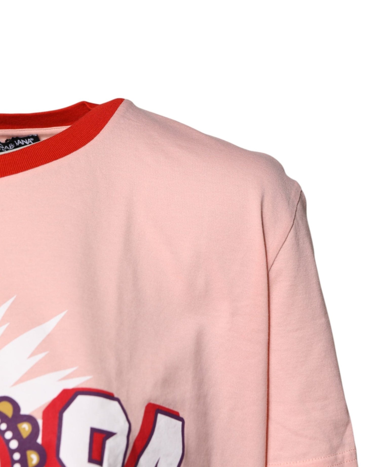 Dolce & Gabbana Pink D&G 84 Print Cotton Crew Neck T-shirt - Sandy Store ByNet