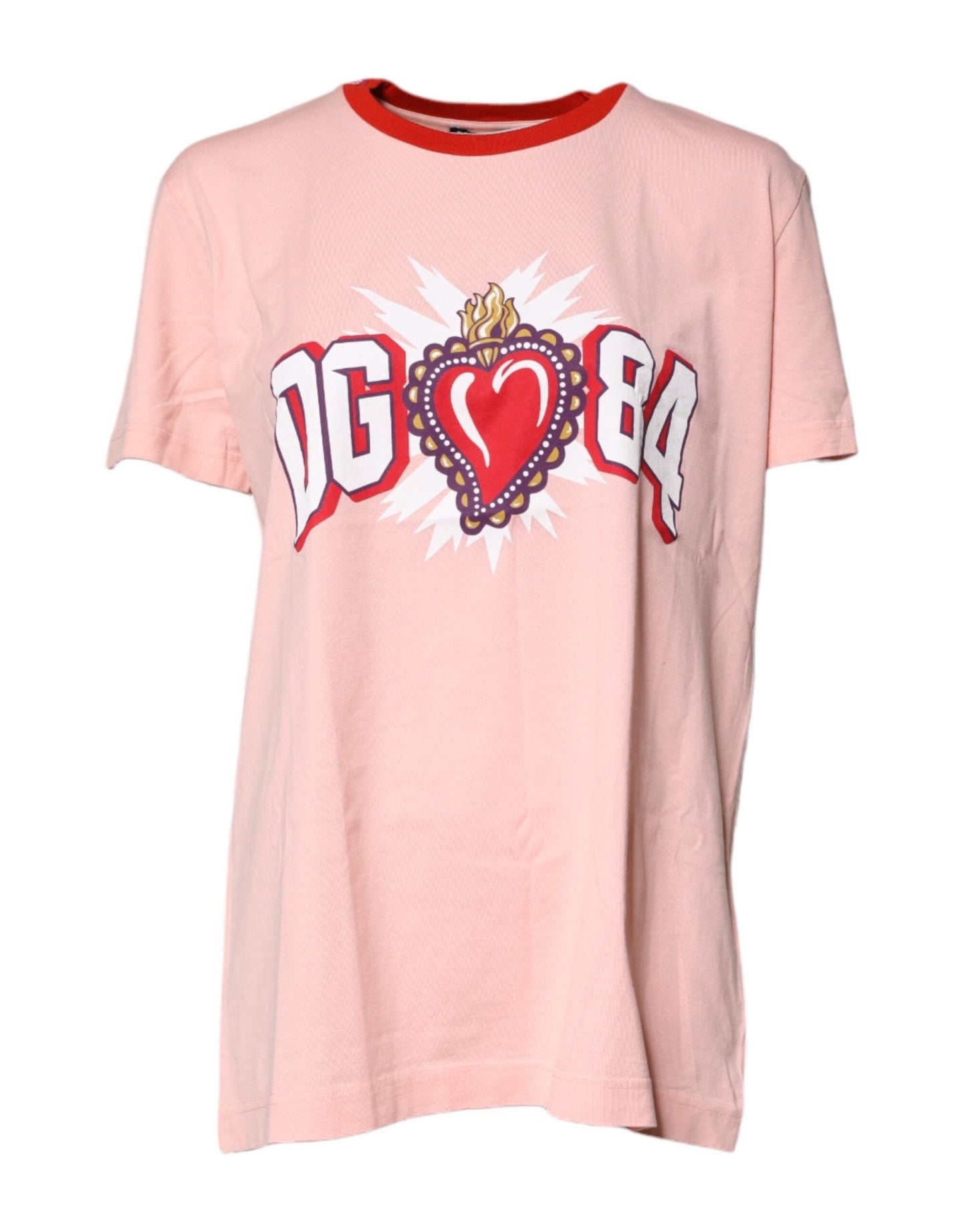 Dolce & Gabbana Pink D&G 84 Print Cotton Crew Neck T-shirt - Sandy Store ByNet