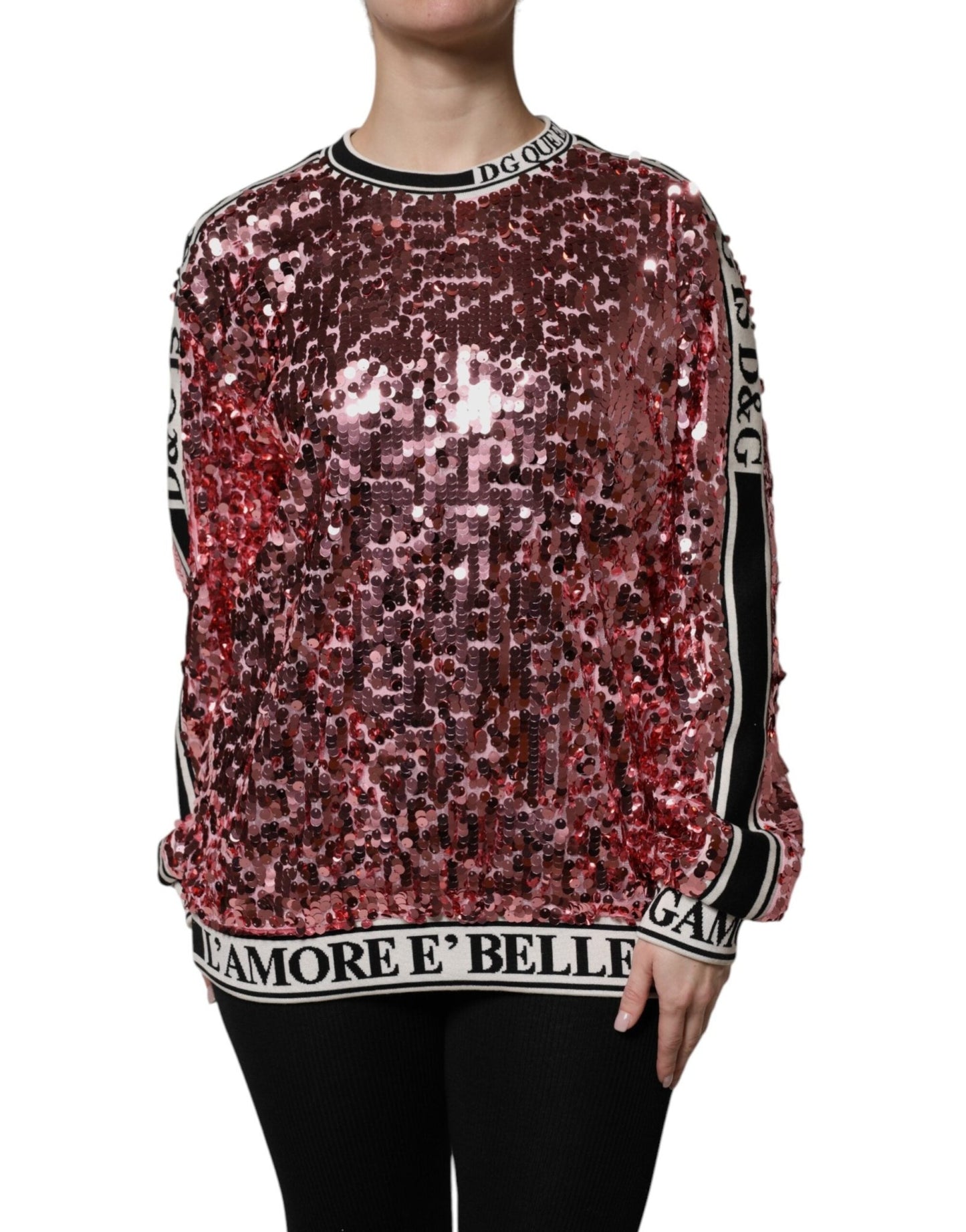Dolce & Gabbana Pink DG Queen Sequin Pullover Sweater – IT36|XXS par Dolce & Gabbana | Disponible sur Sandy Store ByNet