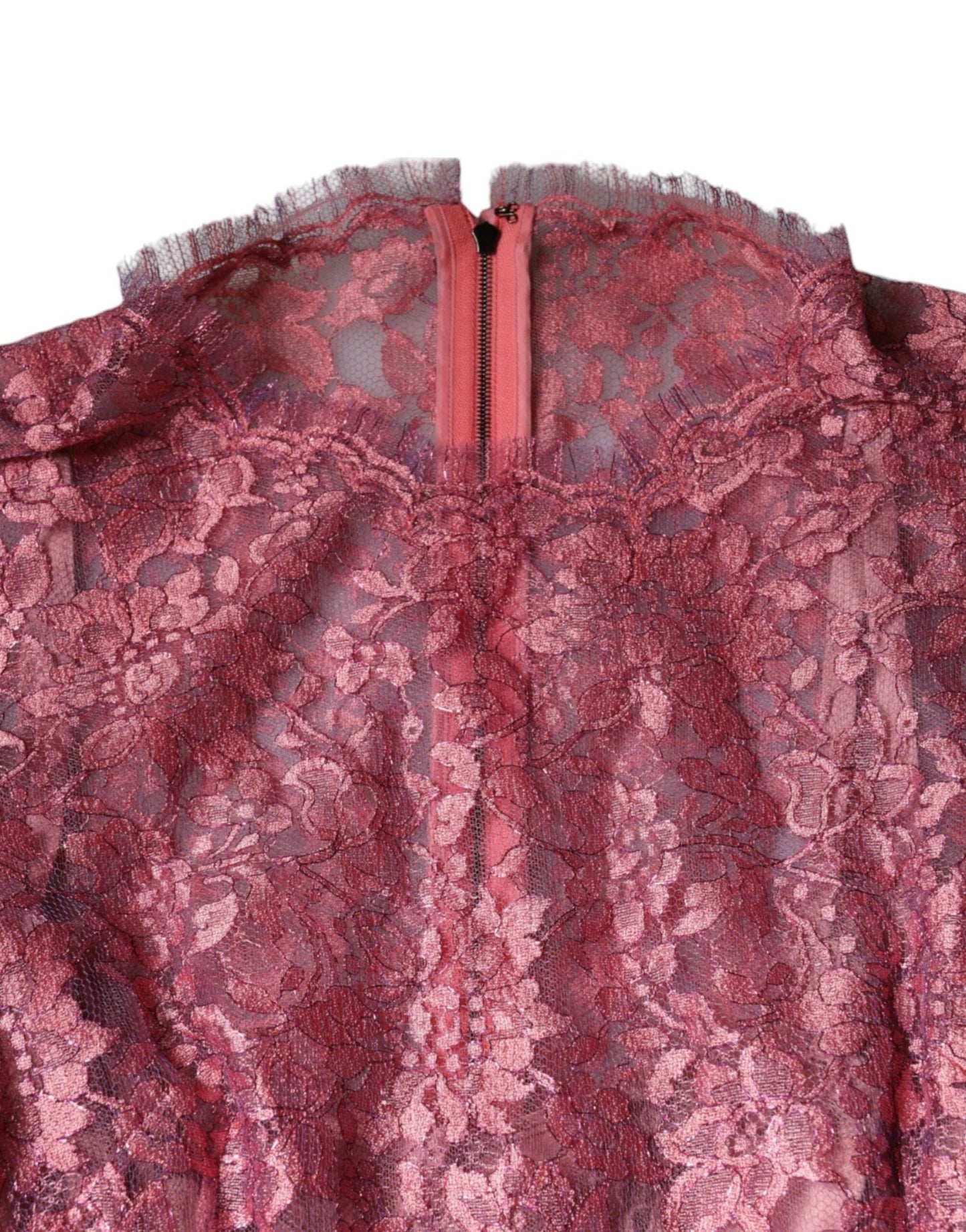 Dolce & Gabbana Pink Floral Lace Long Sleeve Midi Dress – IT36|XXS par Dolce & Gabbana | Disponible sur Sandy Store ByNet