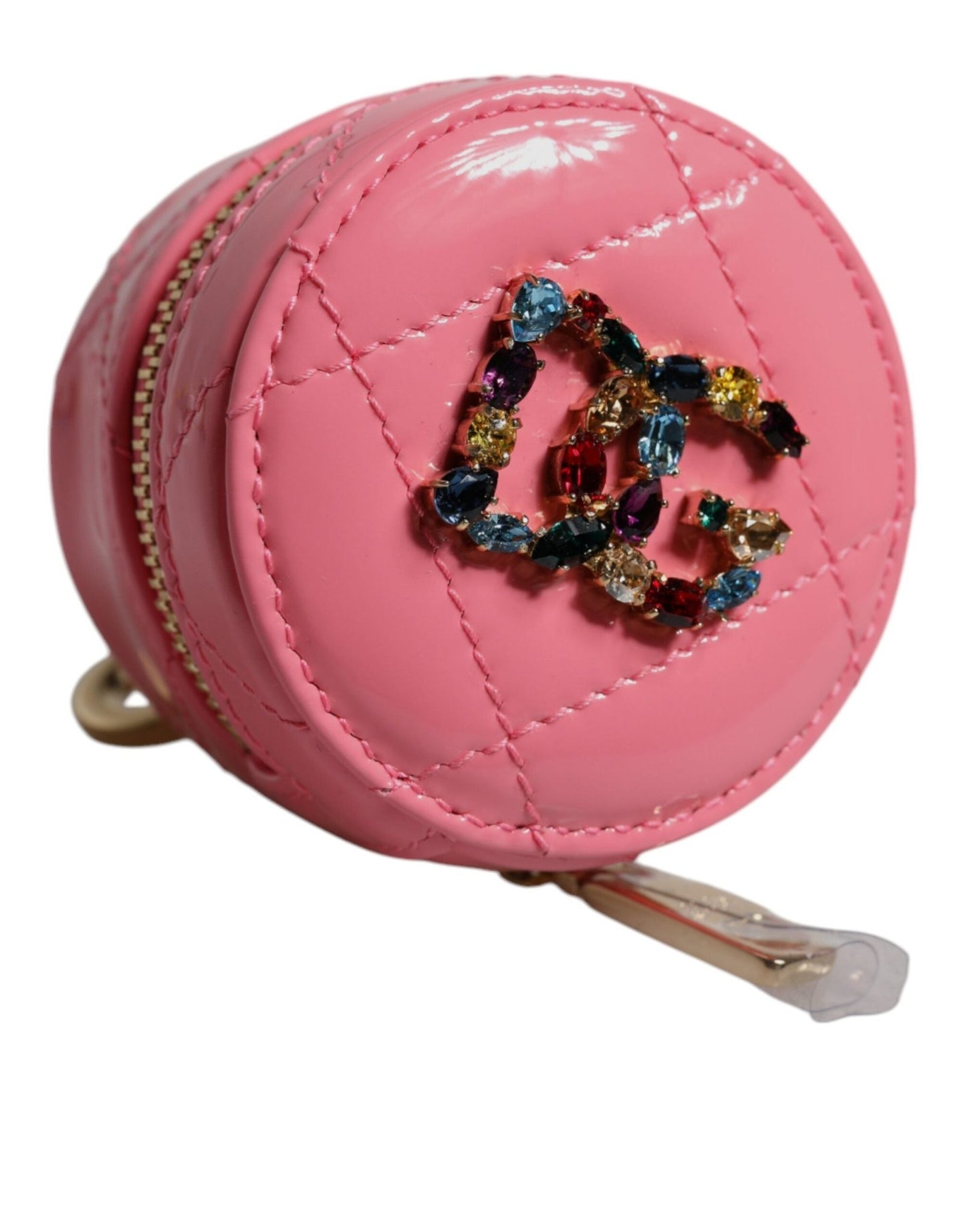 Dolce & Gabbana Pink Lamb Leather DG Crystal Round Coin Purse Wallet - Sandy Store ByNet