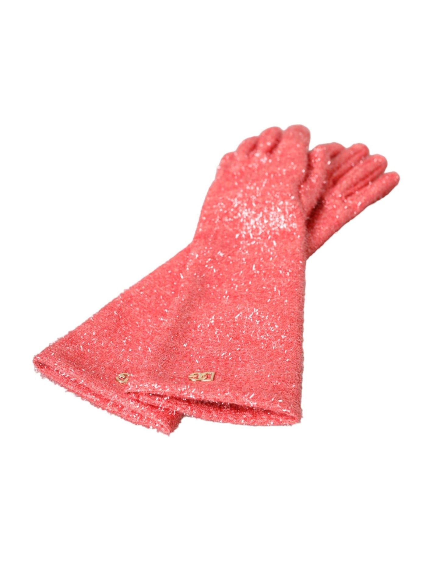 Dolce & Gabbana Pink Lurex Fantasia Mid Arm Length Gloves - Sandy Store ByNet