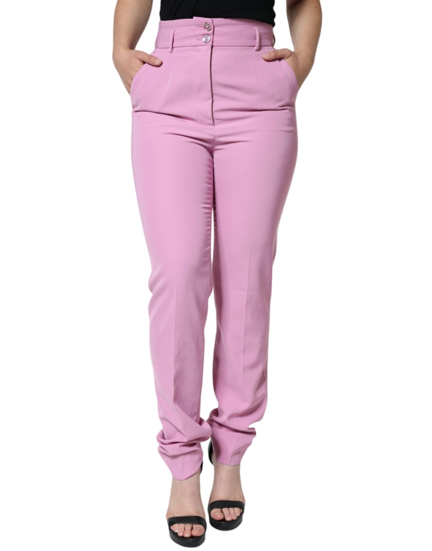 Dolce & Gabbana Pink Polyester High Waist Women Tapered Pants – IT42|M par Dolce & Gabbana | Disponible sur Sandy Store ByNet