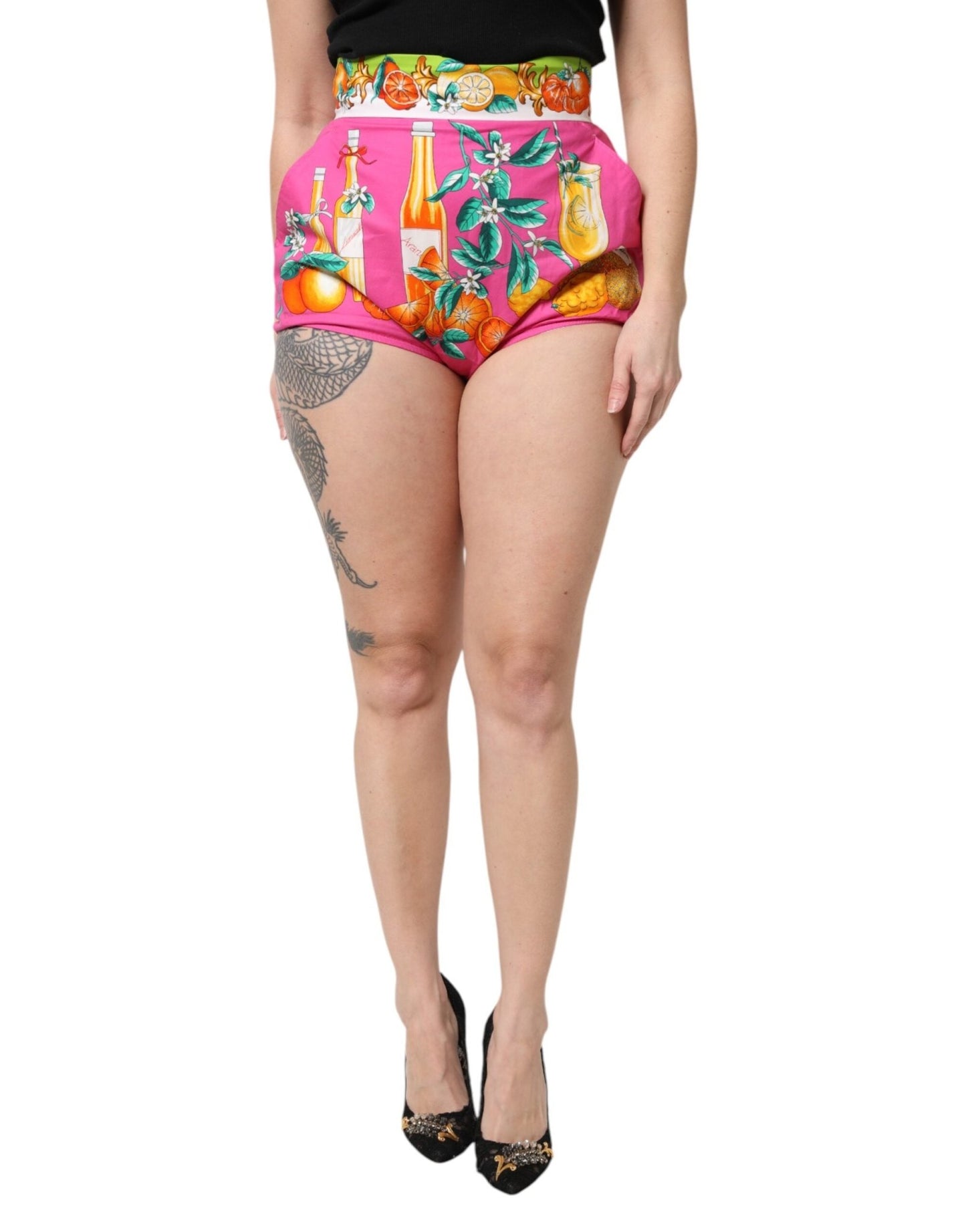 Dolce & Gabbana Pink Printed High Waist Hot Pants Shorts – IT38 | XS par Dolce & Gabbana | Disponible sur Sandy Store ByNet